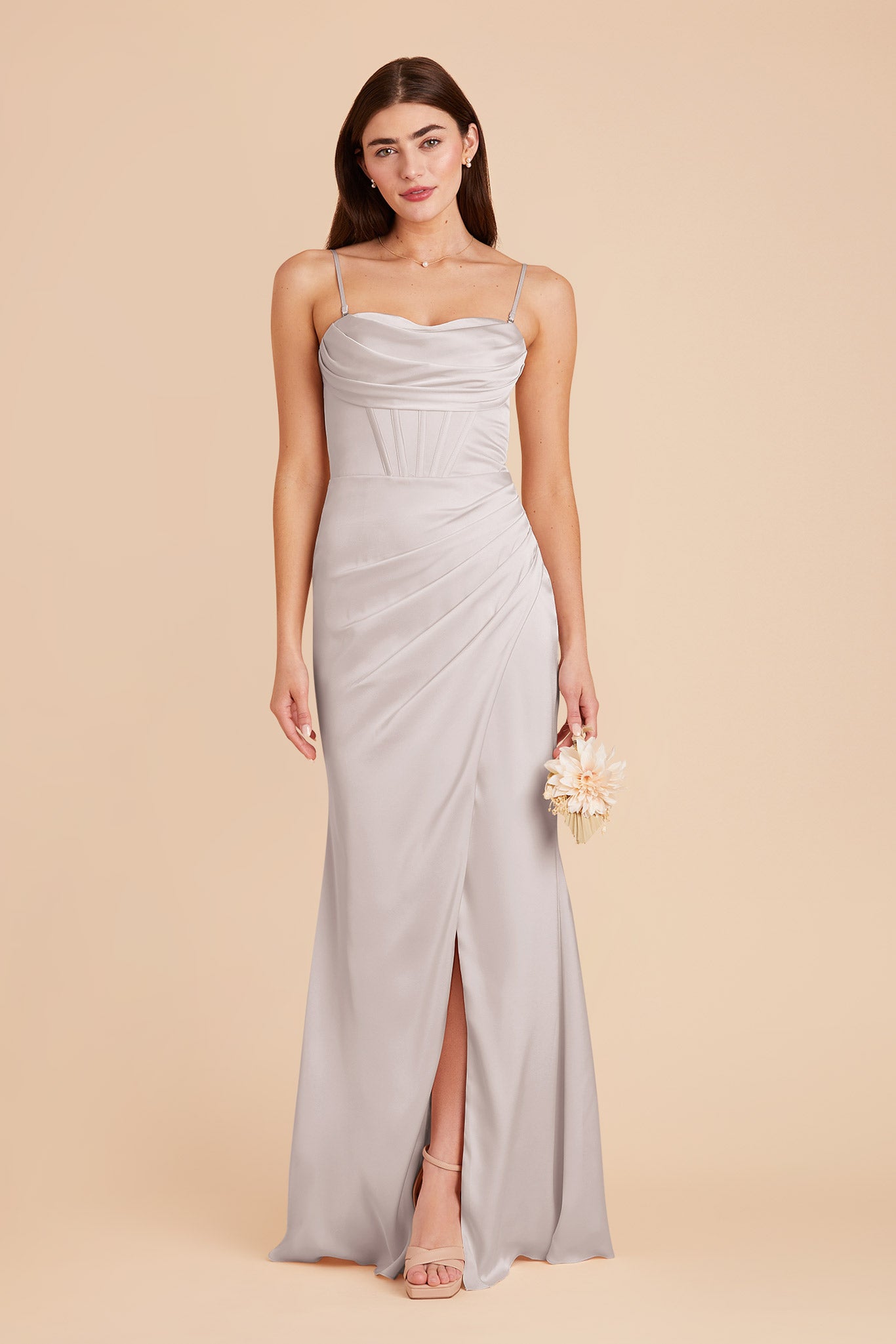 Platinum Carrie Matte Satin Dress by Birdy Grey