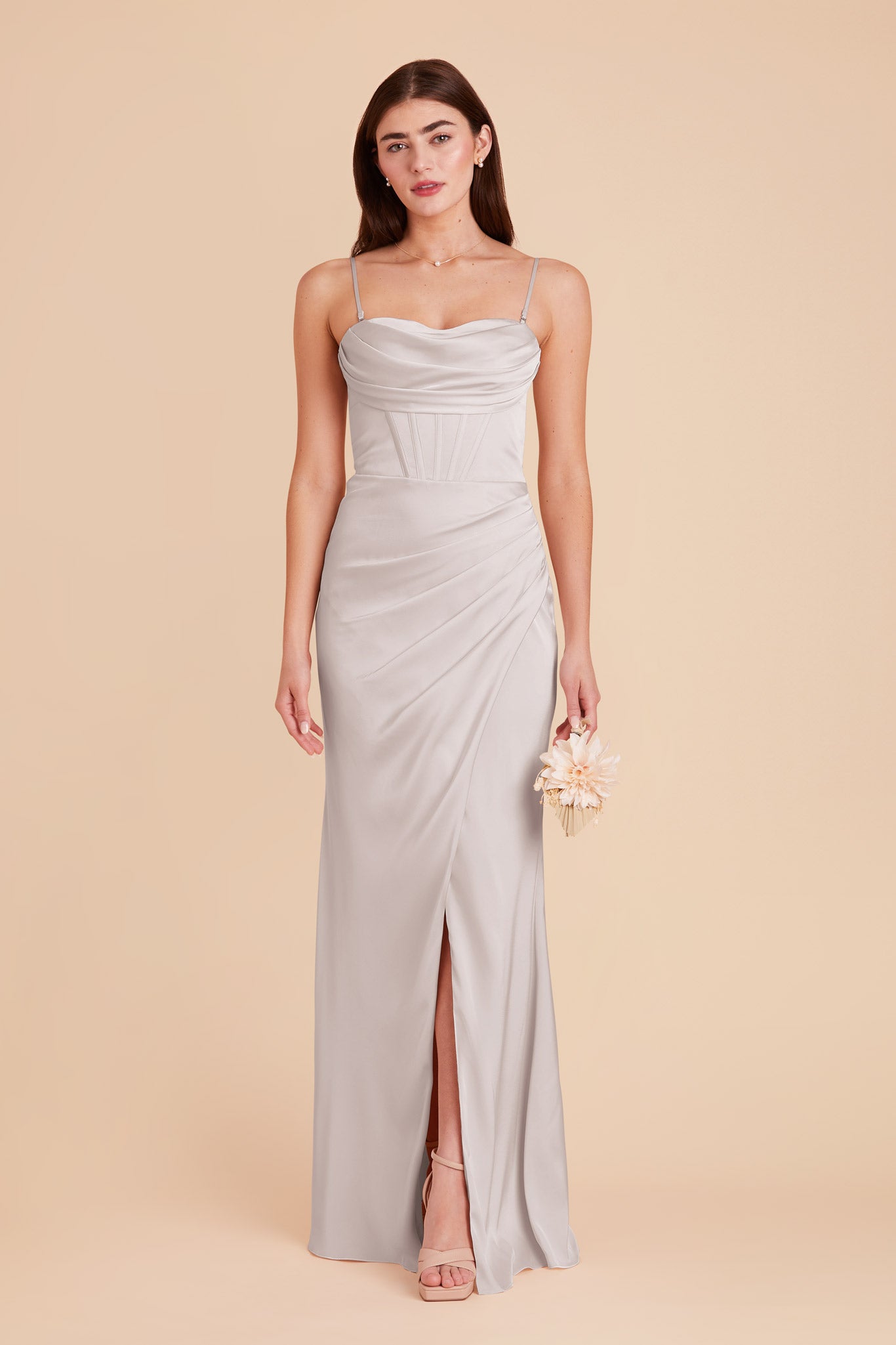 Platinum Carrie Matte Satin Dress by Birdy Grey