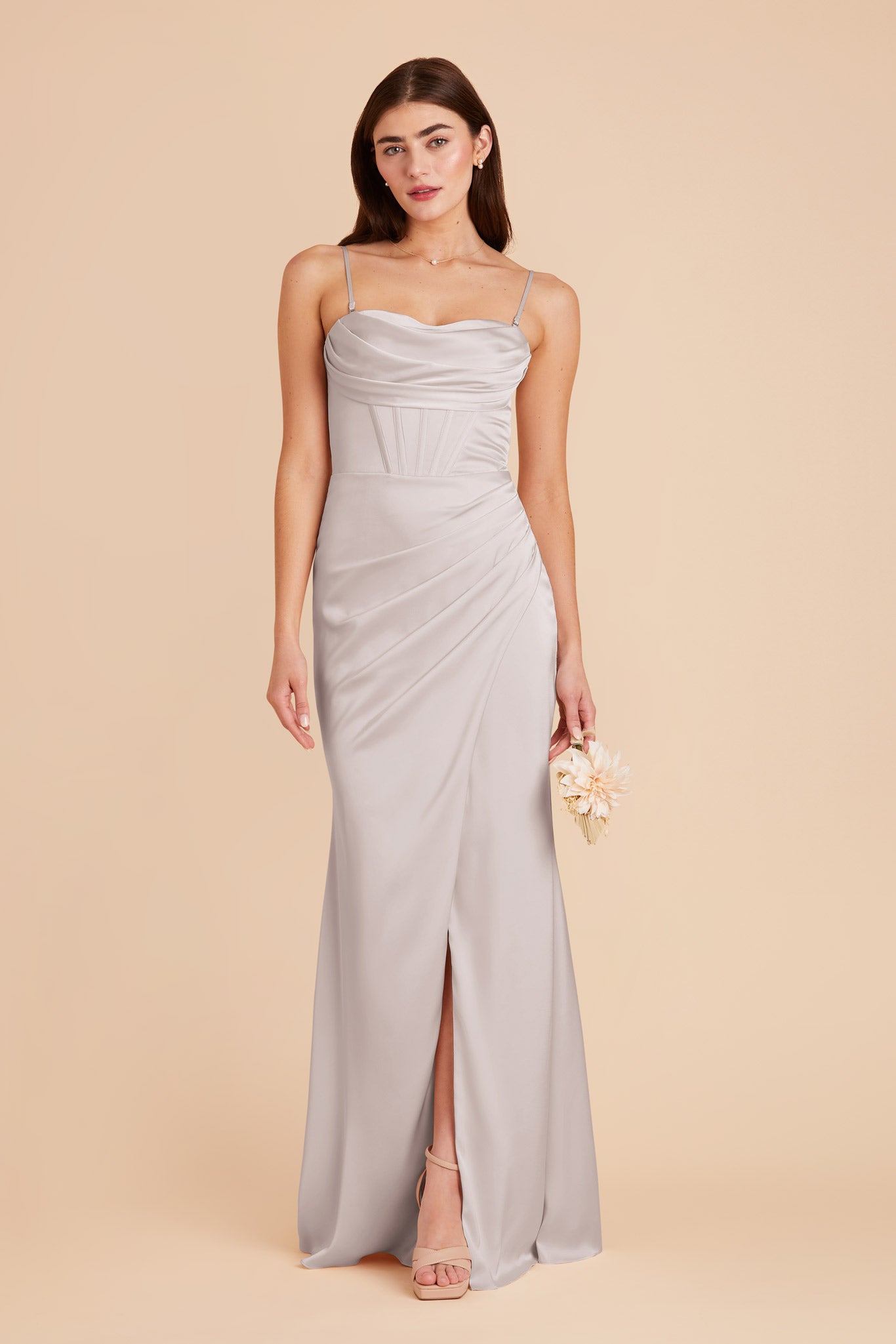 Platinum Carrie Matte Satin Dress by Birdy Grey