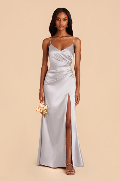 Platinum Catherine Shiny Satin Dress by Birdy Grey