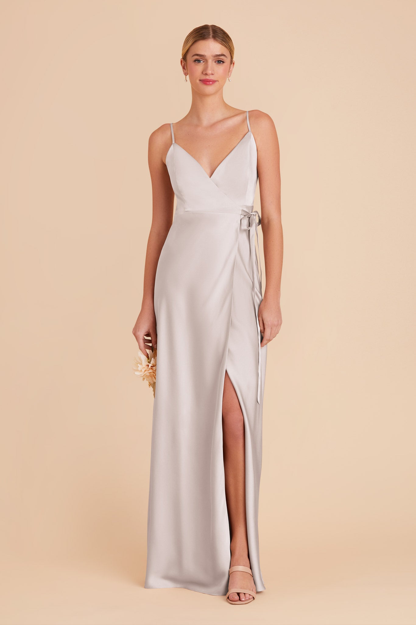 Platinum Cindy Matte Satin Dress by Birdy Grey