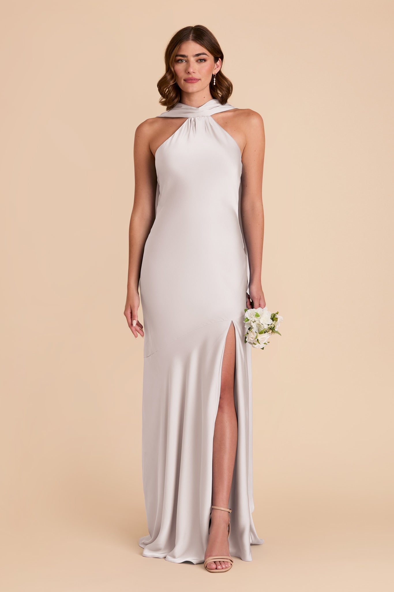 Platinum Eileen Matte Satin Dress by Birdy Grey