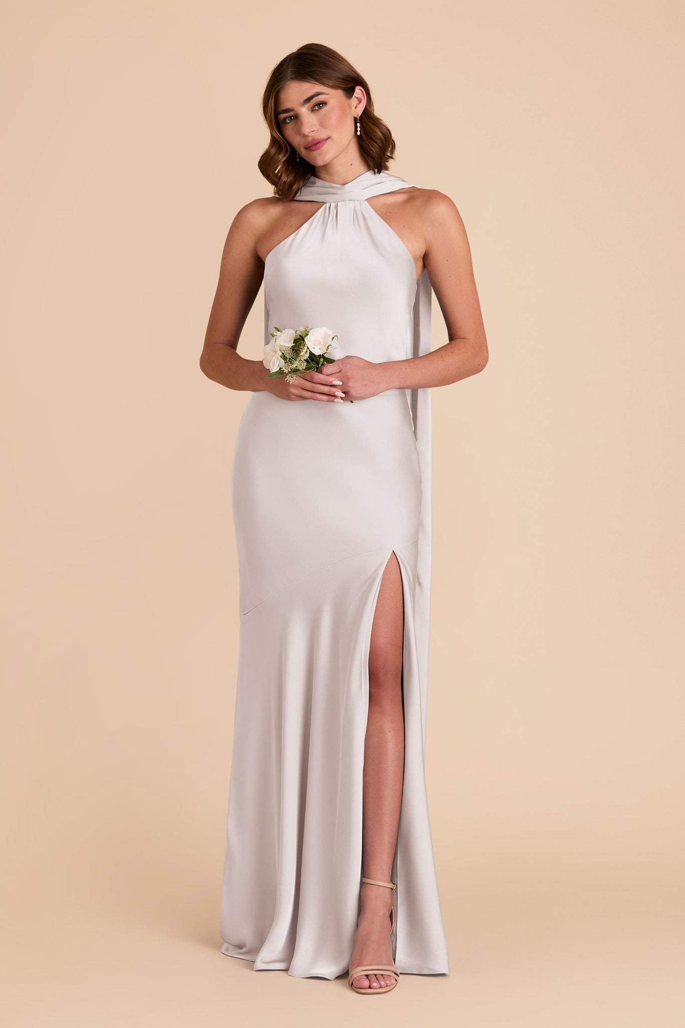 Platinum Eileen Matte Satin Dress by Birdy Grey