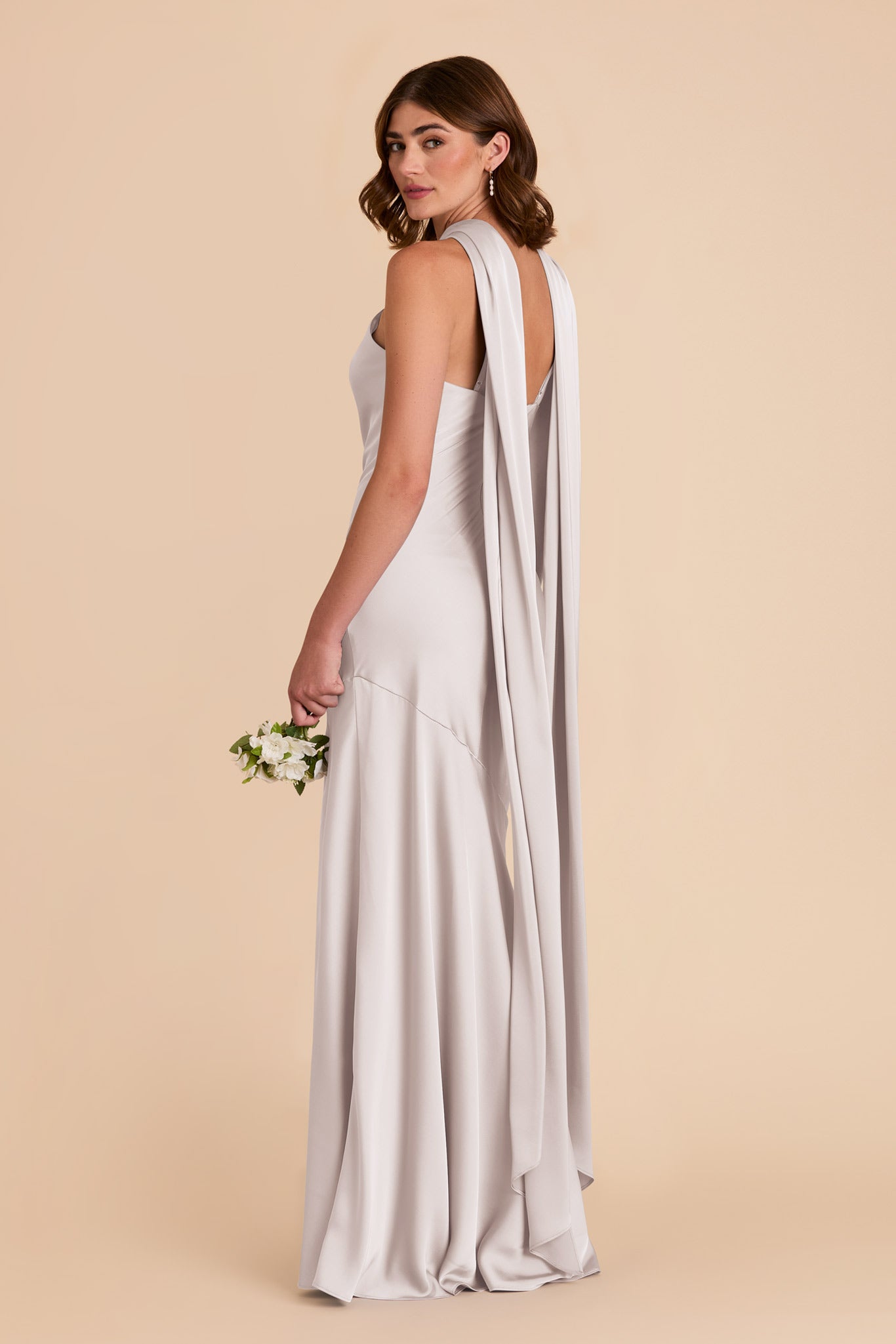 Platinum Eileen Matte Satin Dress by Birdy Grey