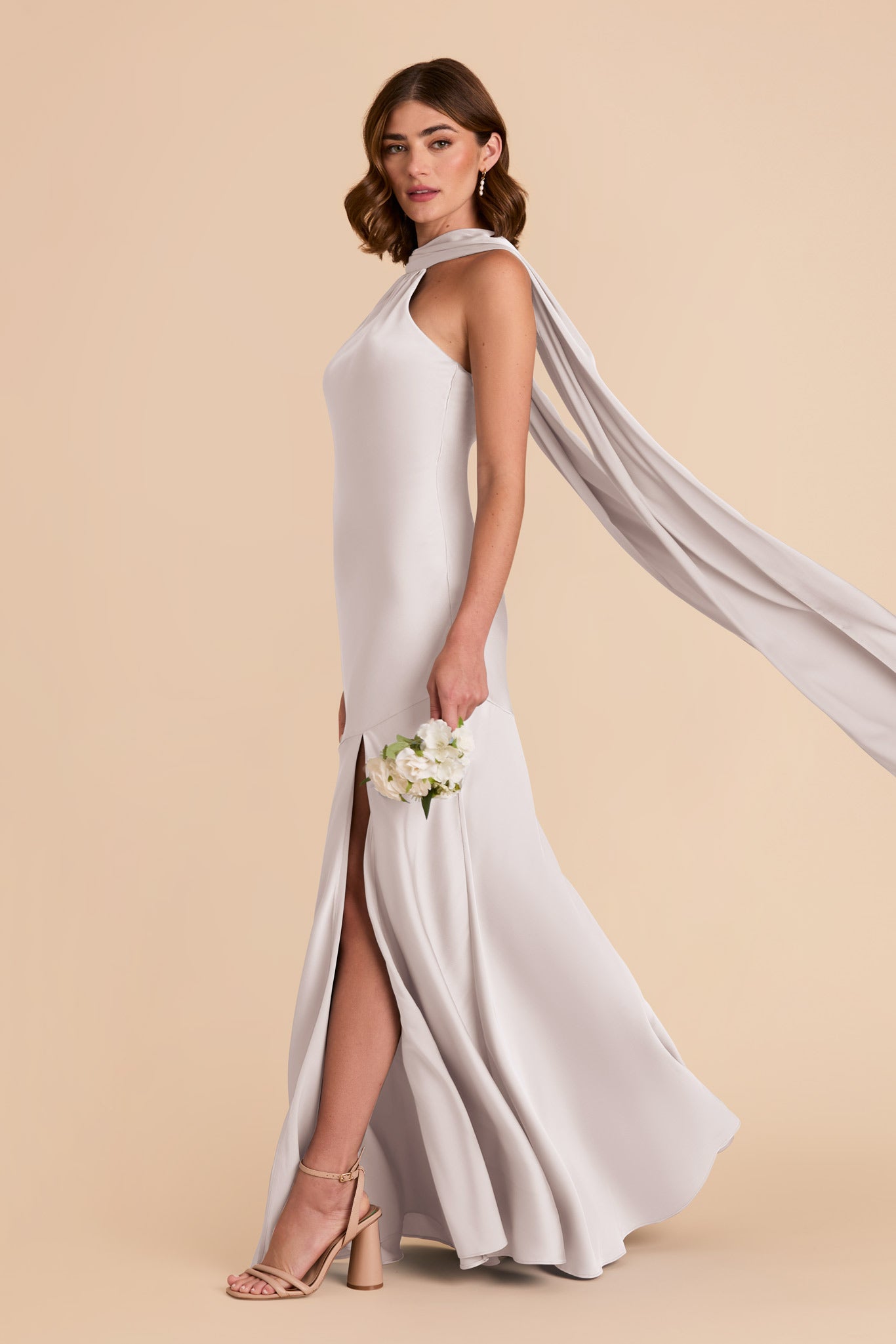 Platinum Eileen Matte Satin Dress by Birdy Grey