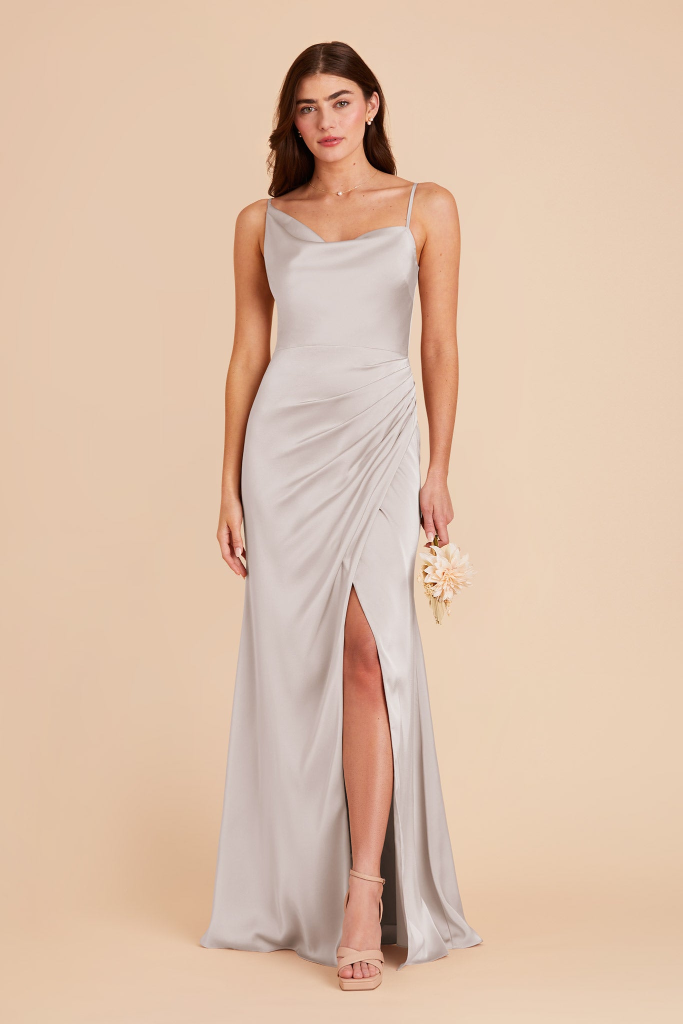 Platinum Jennifer Matte Satin Dress by Birdy Grey