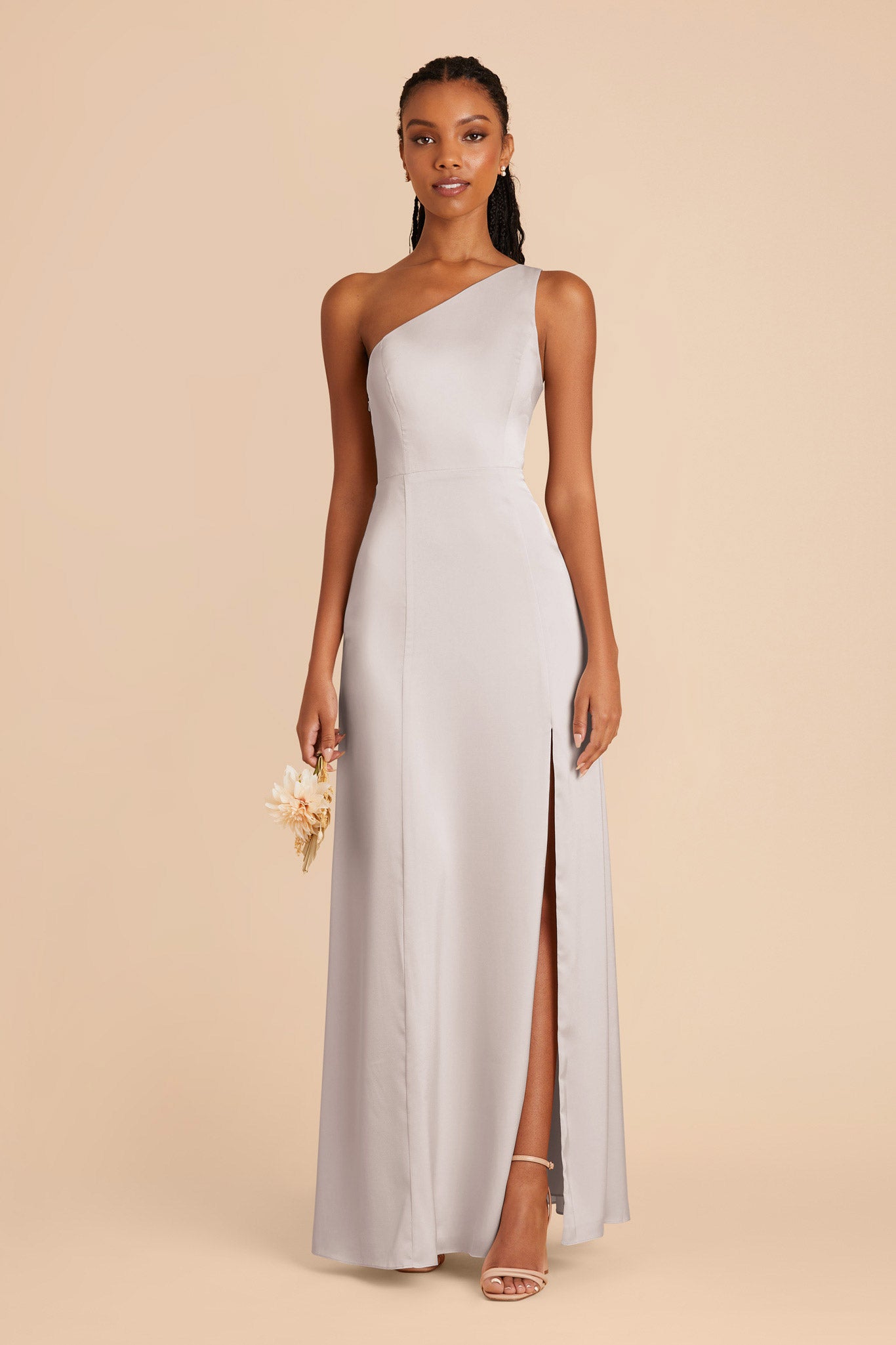 Platinum Kira Matte Satin Dress by Birdy Grey