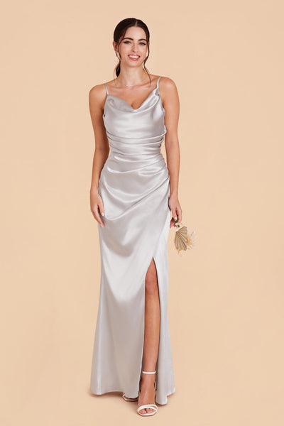 Platinum Lydia Shiny Satin Dress by Birdy Grey