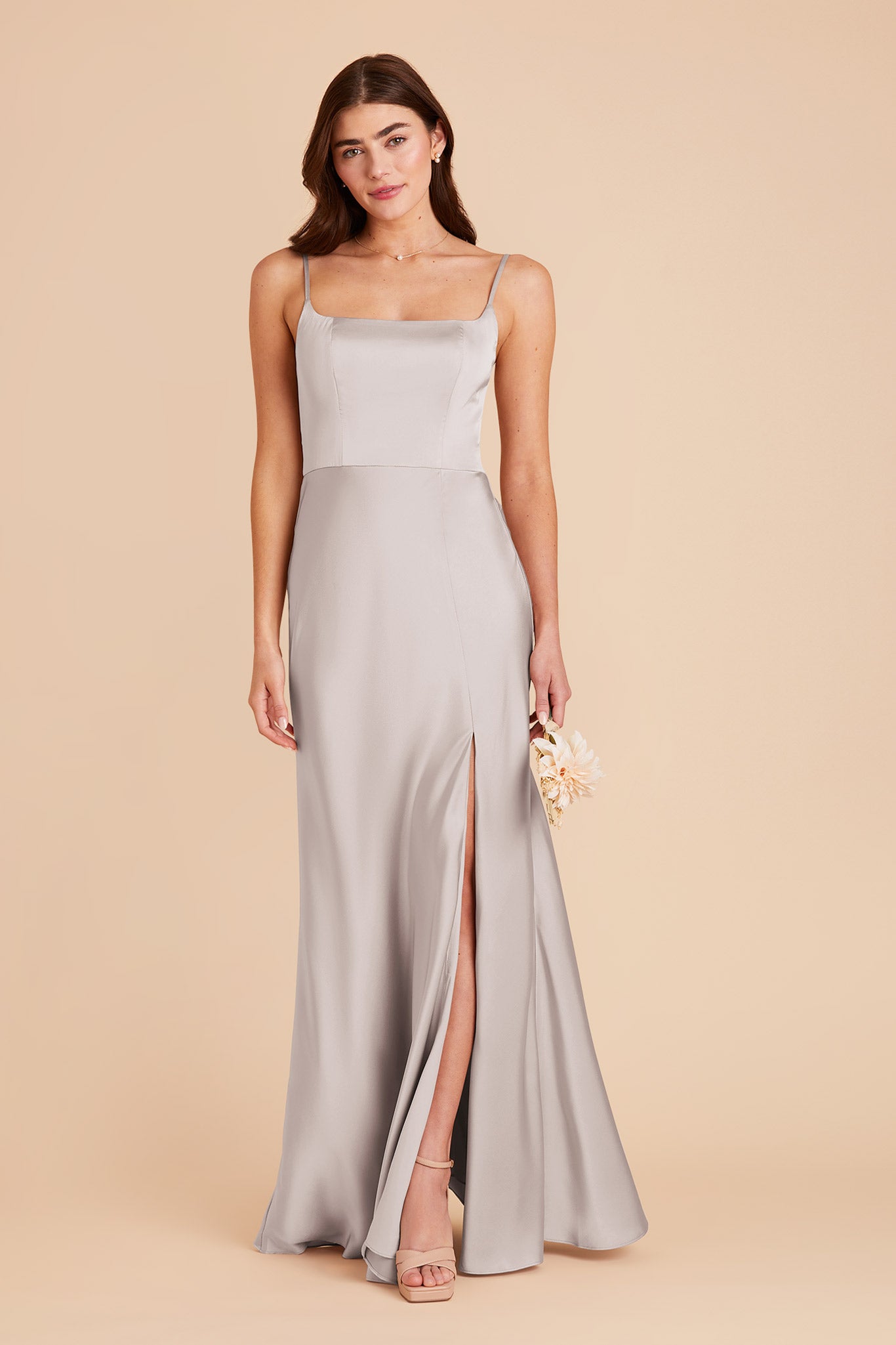 Platinum Mai Matte Satin Dress by Birdy Grey