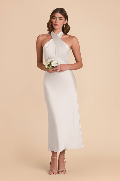 Platinum Monique Matte Satin Dress by Birdy Grey