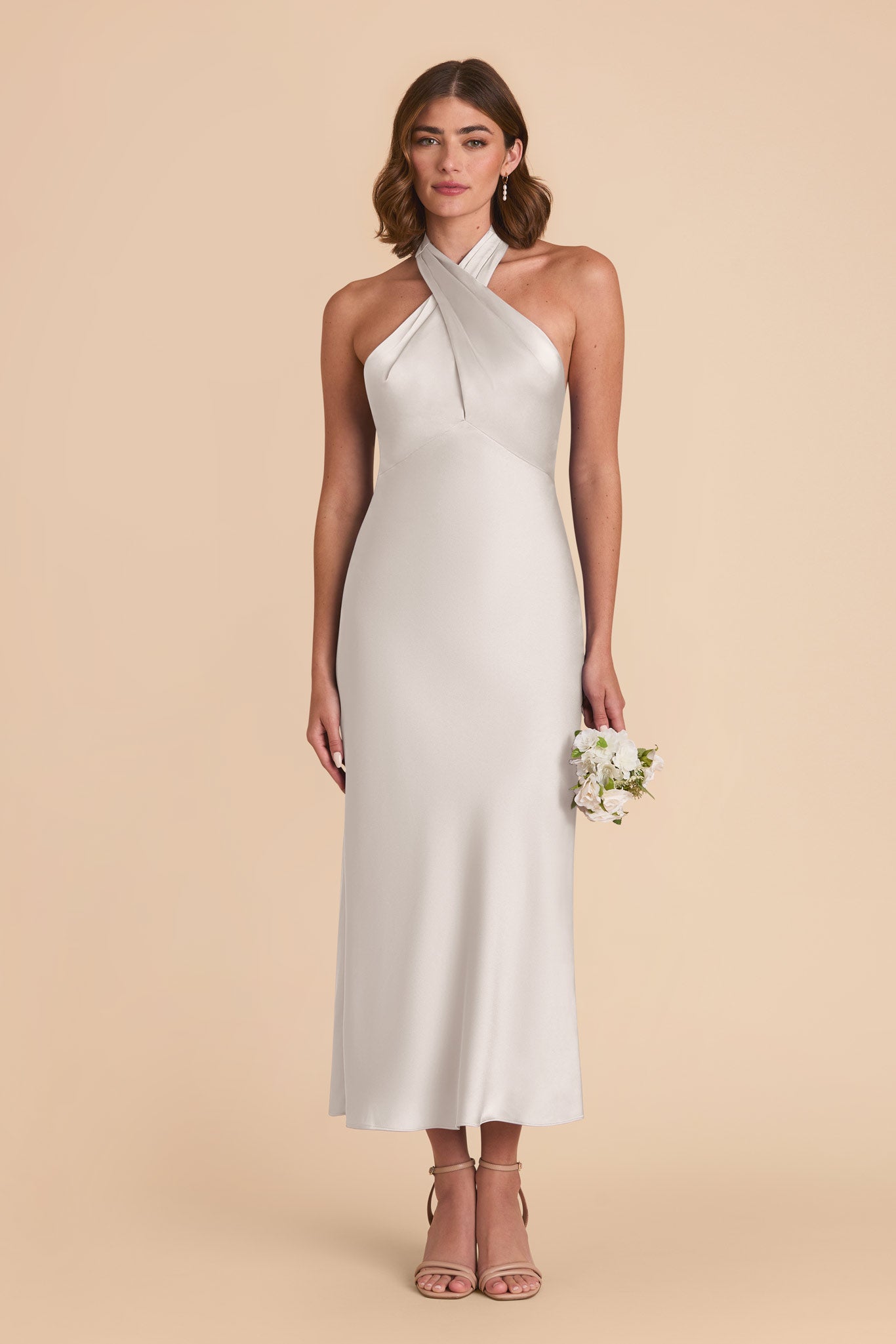 Platinum Monique Matte Satin Dress by Birdy Grey