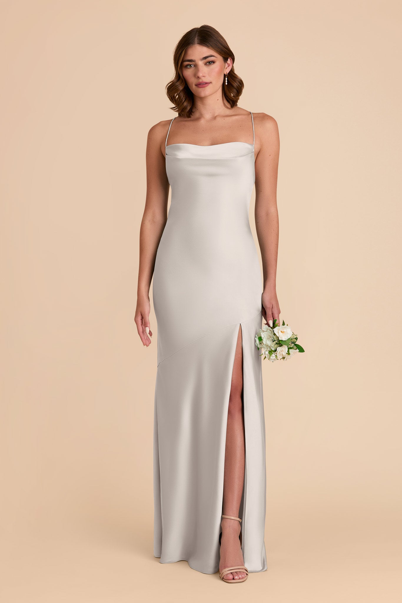 Platinum Olivia Matte Satin Dress by Birdy Grey