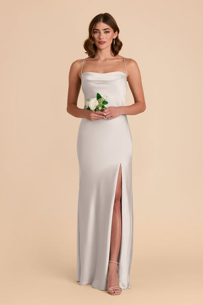 Platinum Olivia Matte Satin Dress by Birdy Grey