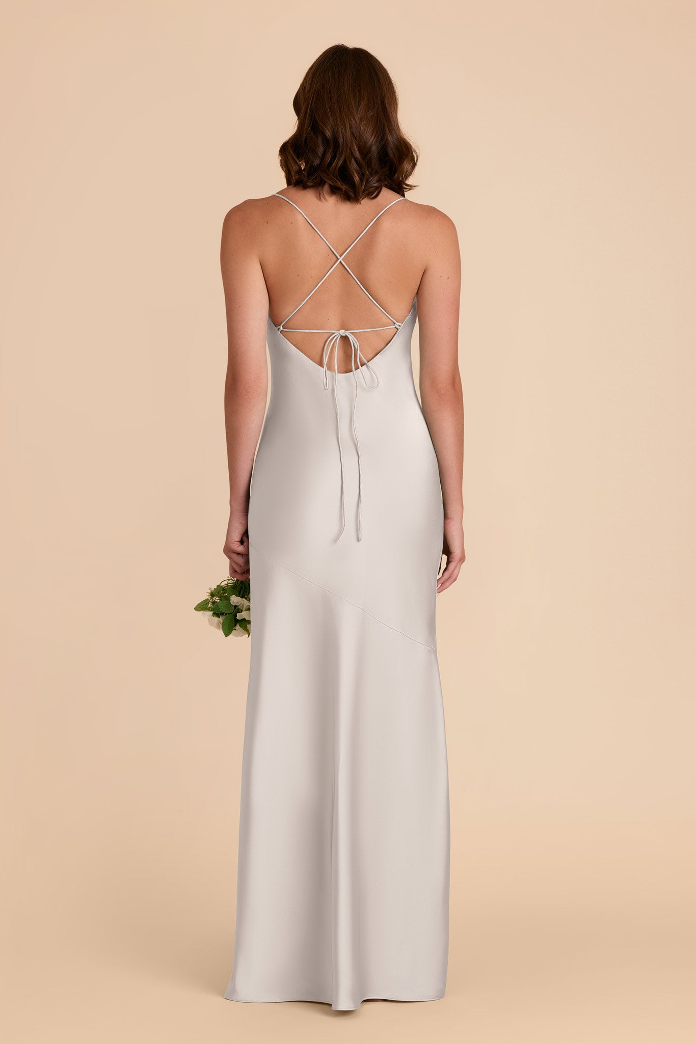 Platinum Olivia Matte Satin Dress by Birdy Grey