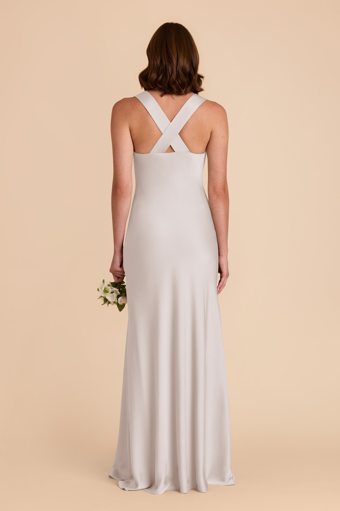 Platinum Veronica Matte Satin Dress by Birdy Grey