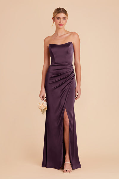 Plum Anne Matte Satin Dress by Birdy Grey