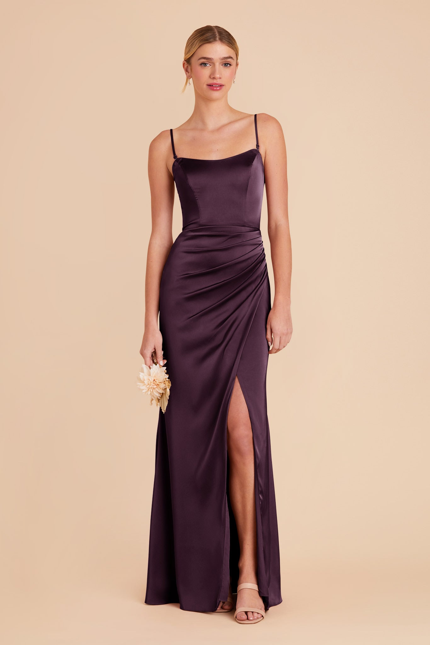 Plum Anne Matte Satin Dress by Birdy Grey