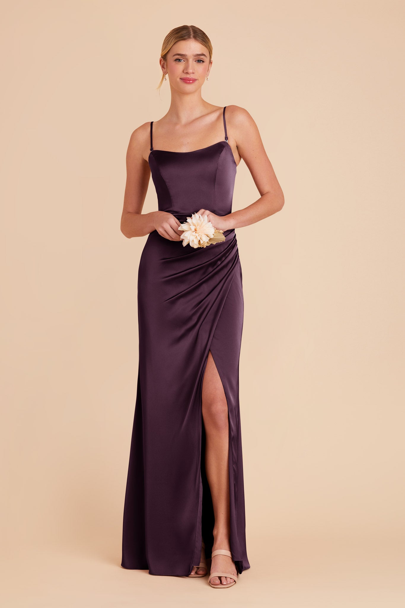 Plum Anne Matte Satin Dress by Birdy Grey