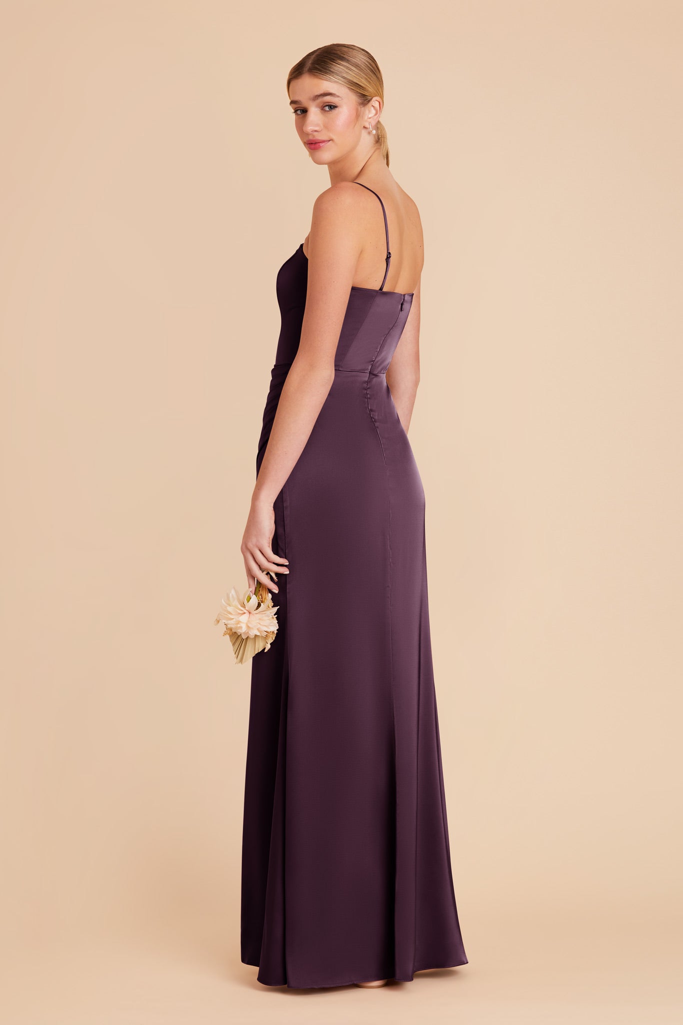 Plum Anne Matte Satin Dress by Birdy Grey