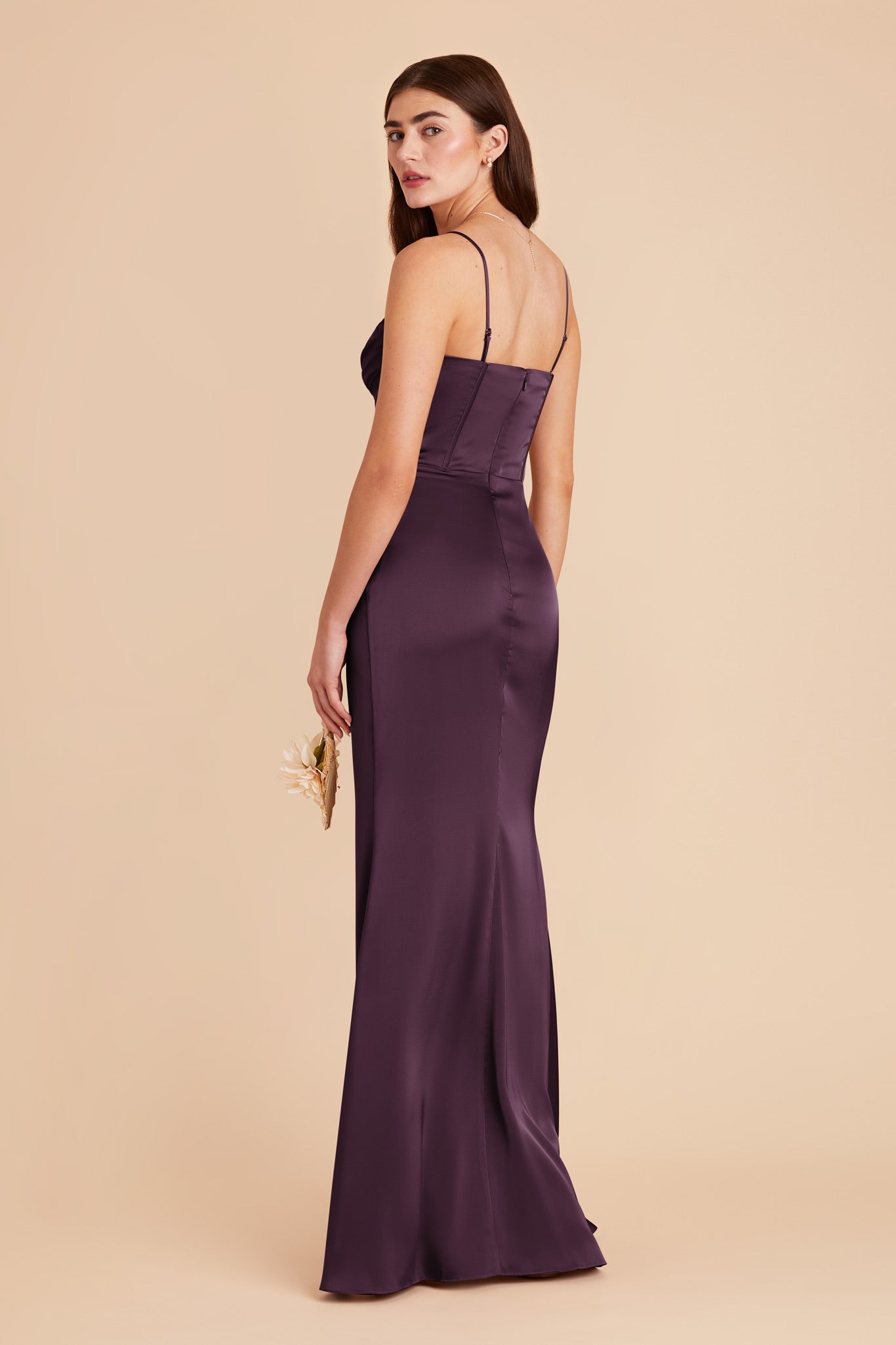 Plum Carrie Matte Satin Dress by Birdy Grey