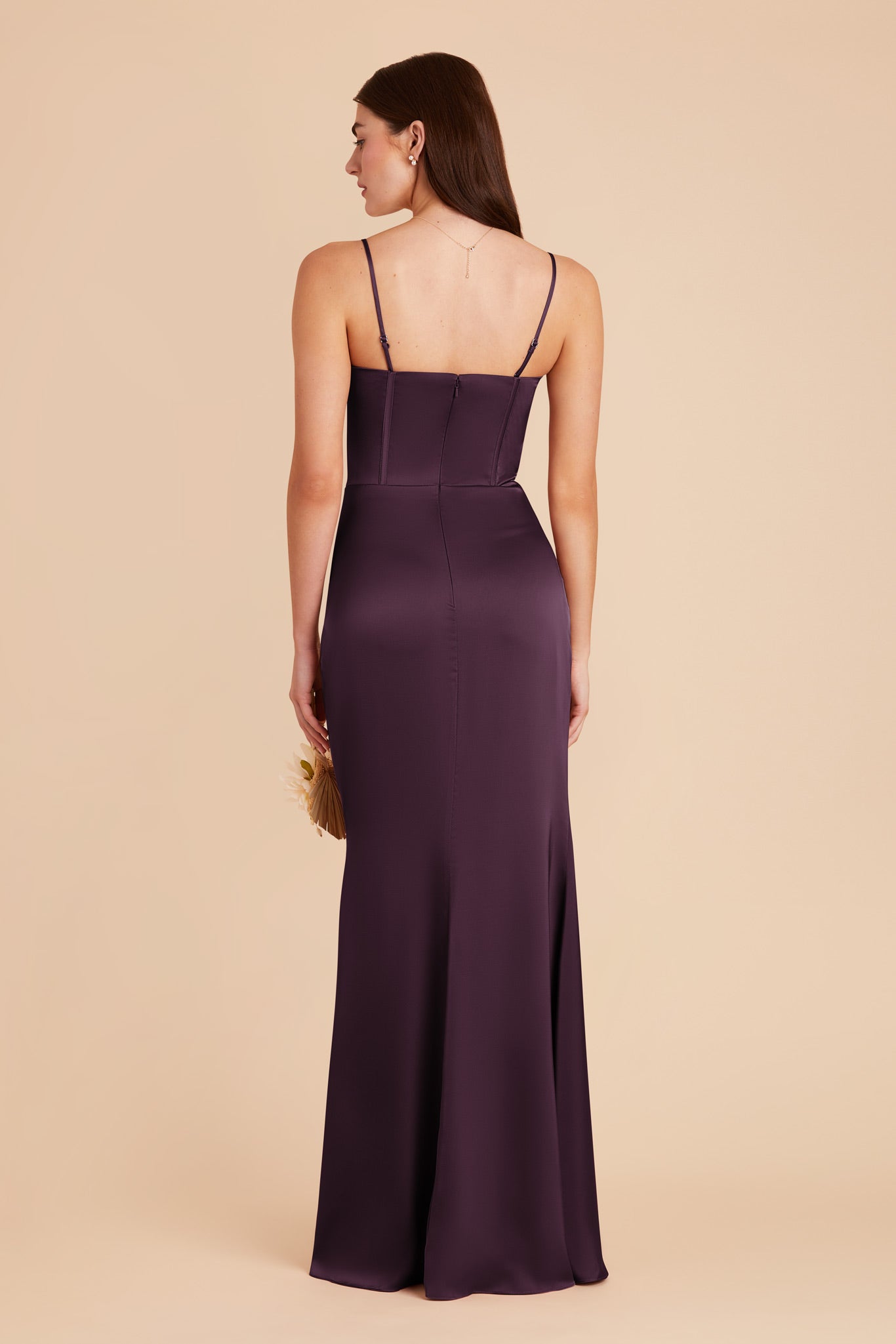 Plum Carrie Matte Satin Dress by Birdy Grey