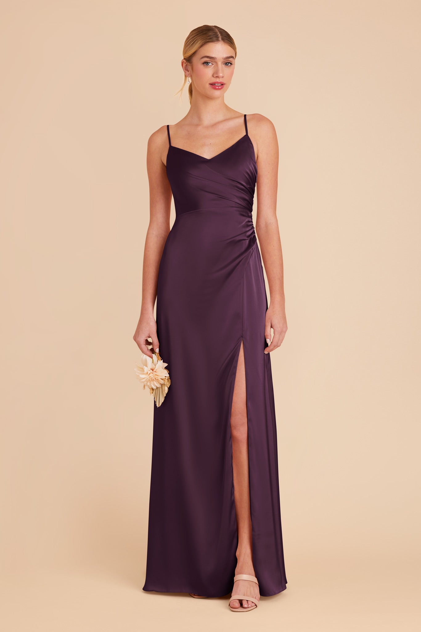 Plum Catherine Matte Satin Dress by Birdy Grey