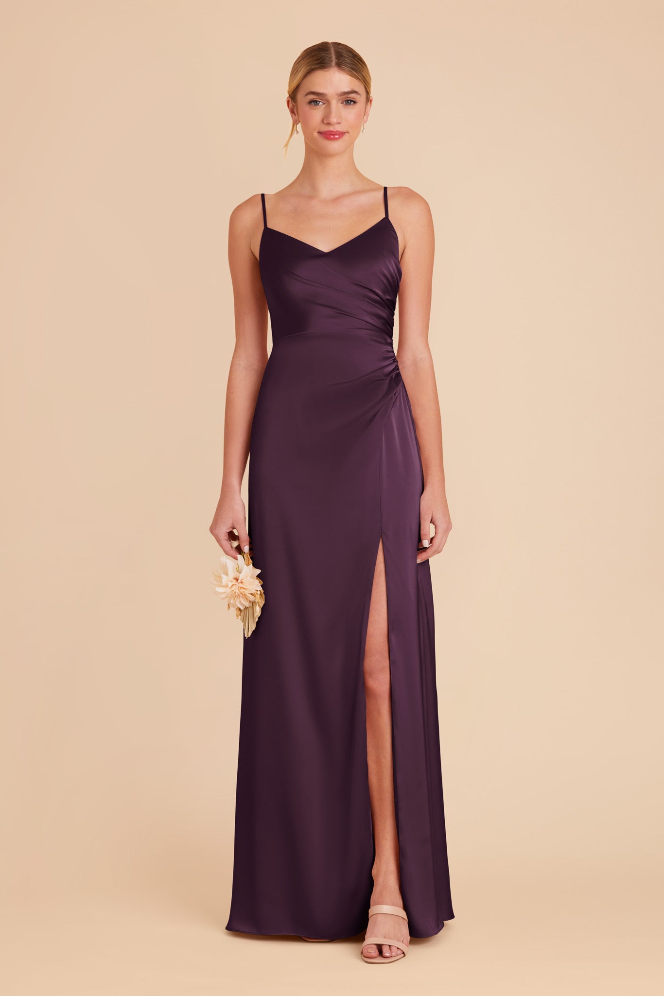 Plum Catherine Matte Satin Dress by Birdy Grey