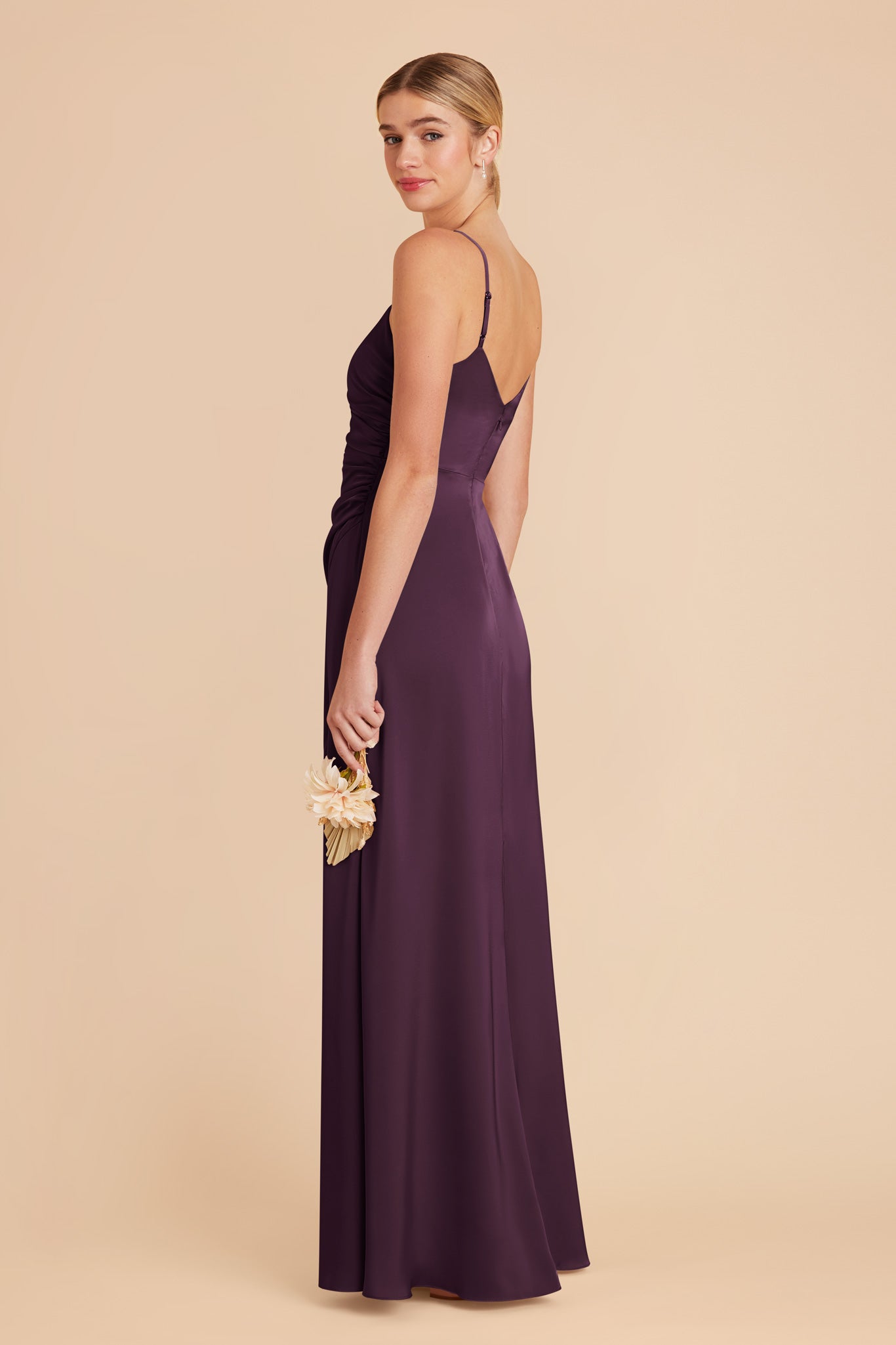 Plum Catherine Matte Satin Dress by Birdy Grey