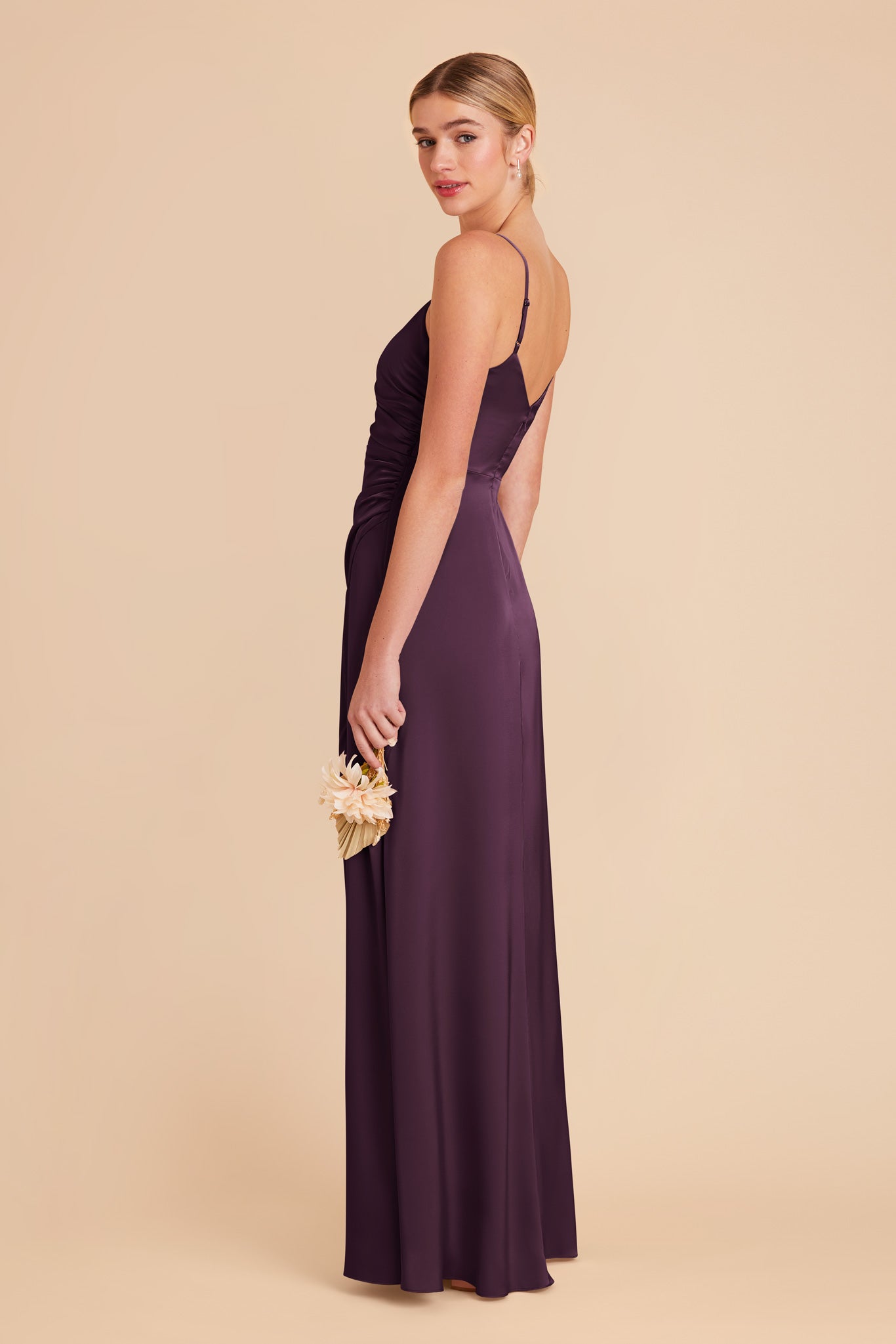 Plum Catherine Matte Satin Dress by Birdy Grey