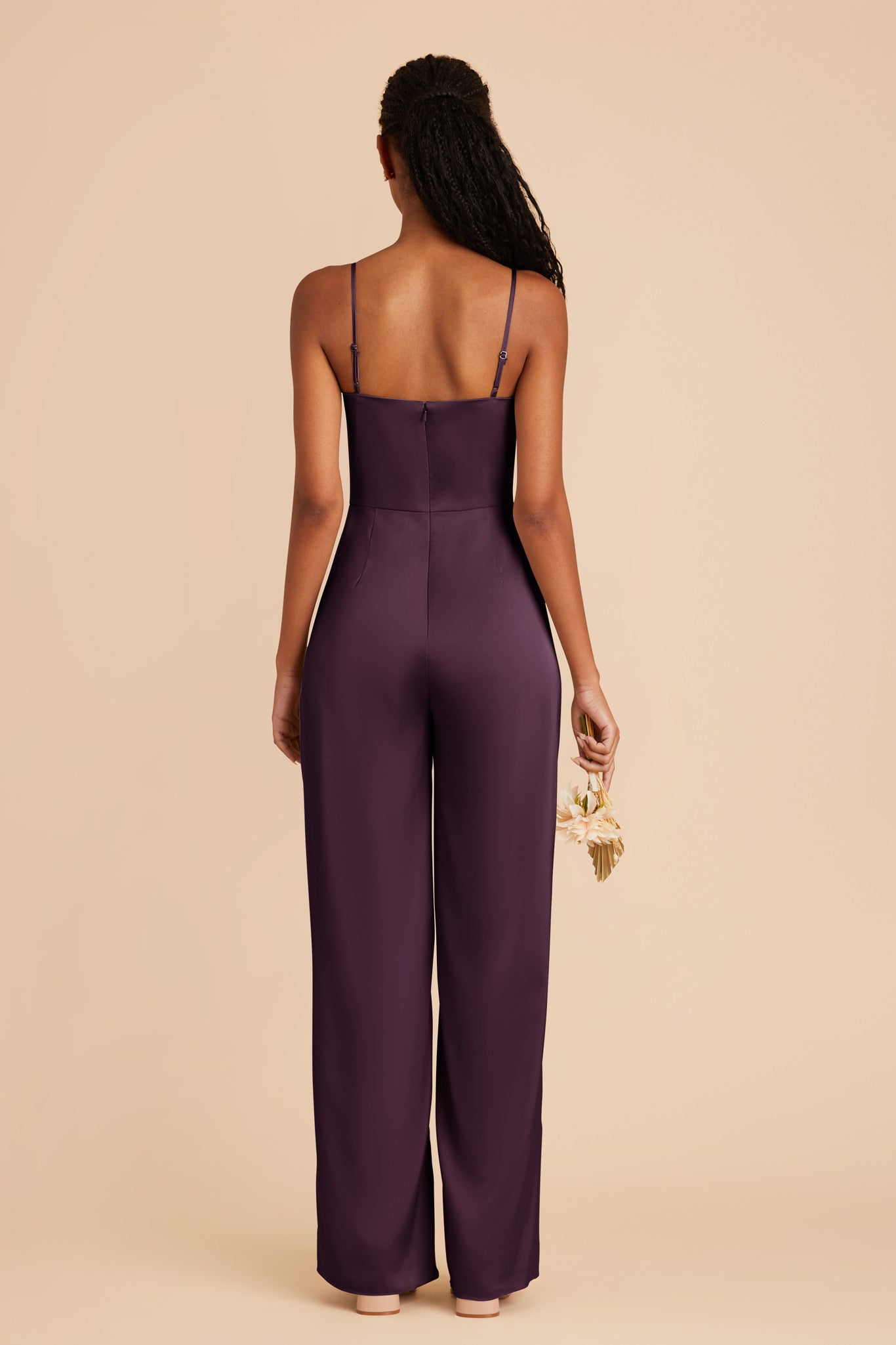 Plum Donna Matte Satin Jumpsuit by Birdy Grey