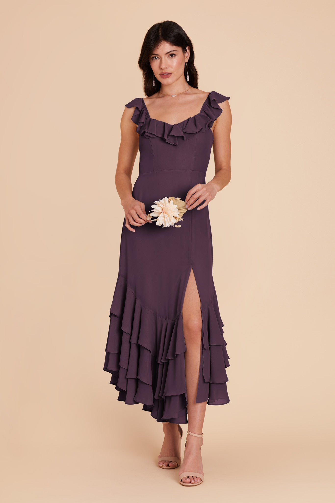 Plum Ginny Chiffon Dress by Birdy Grey