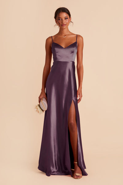 Plum Jay Shiny Satin Dress by Birdy Grey