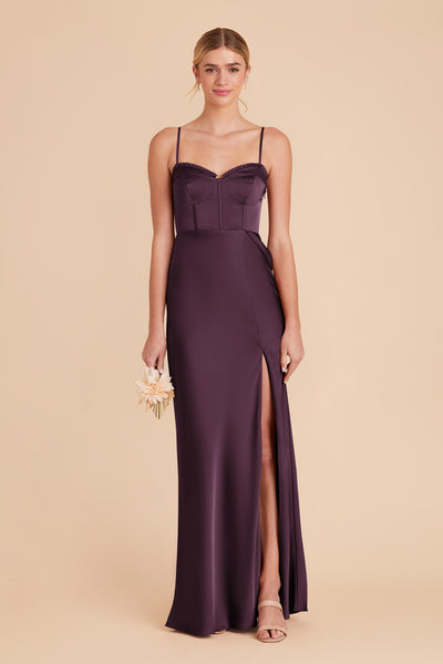 Plum Jessica Matte Satin Dress by Birdy Grey