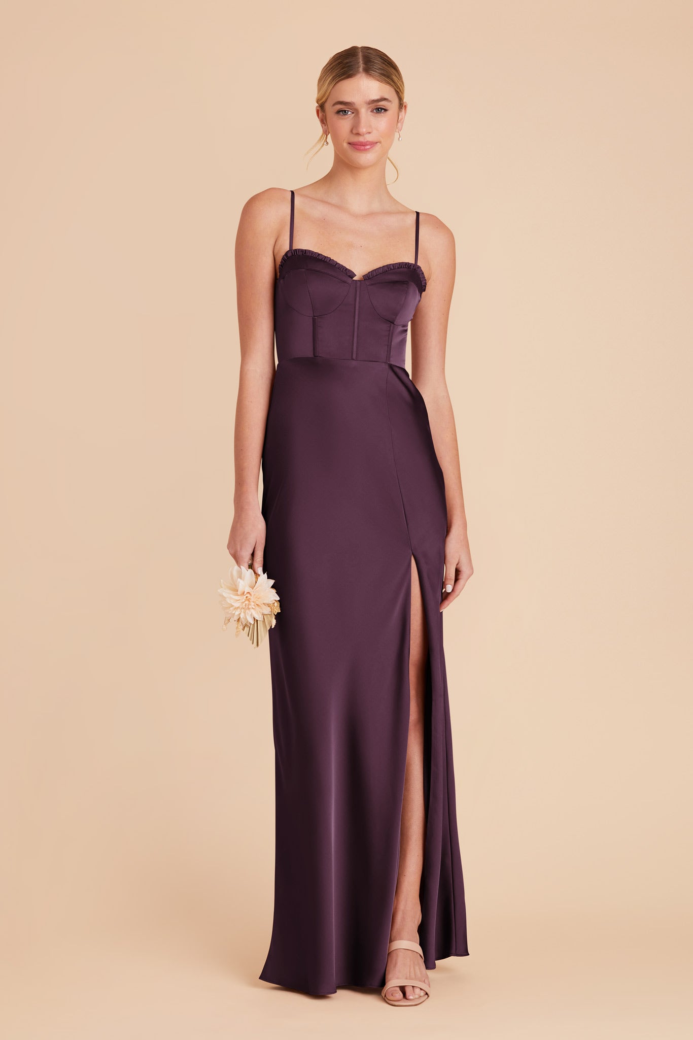 Plum Jessica Matte Satin Dress by Birdy Grey