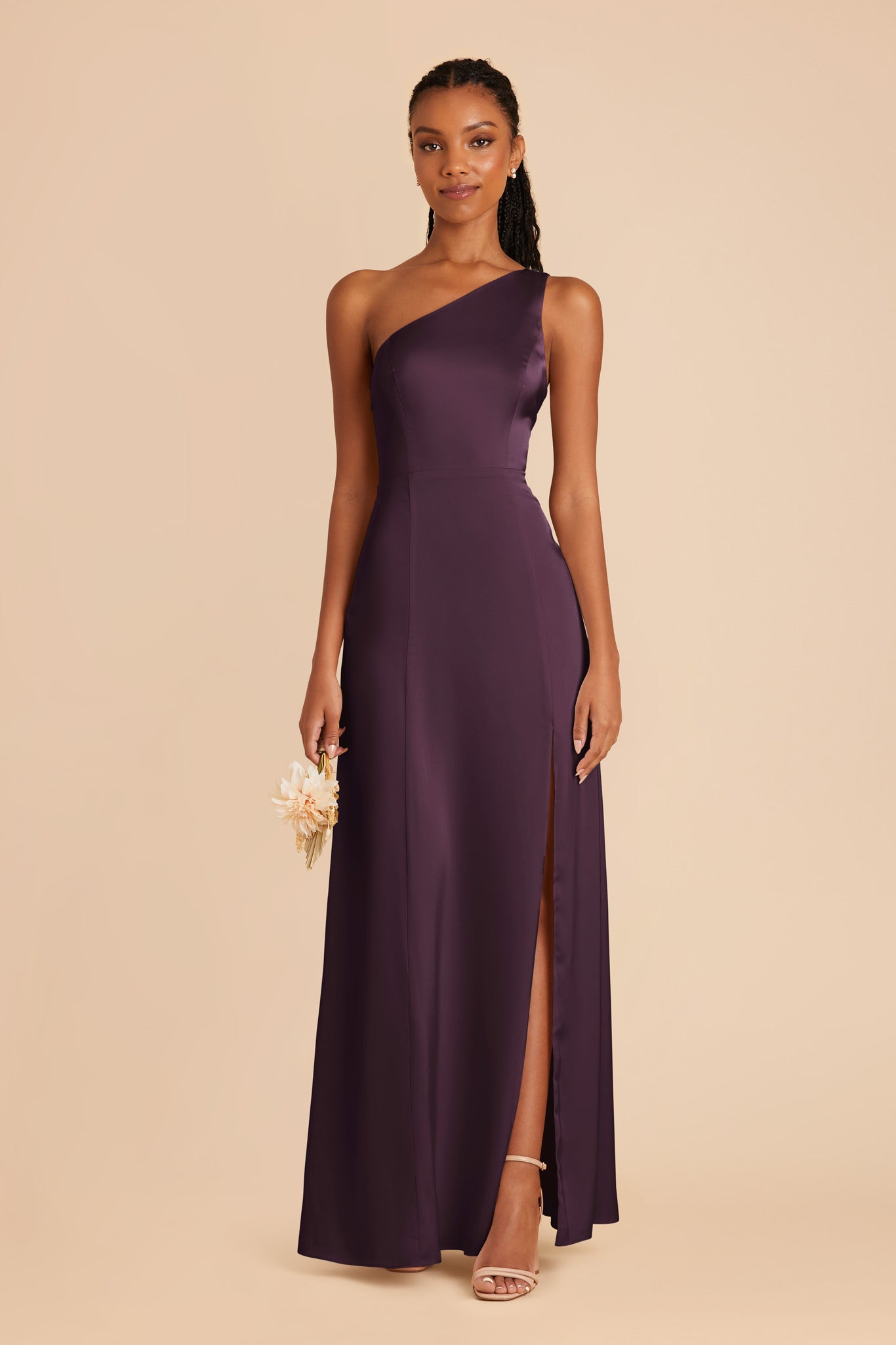 Plum Kira Matte Satin Dress by Birdy Grey