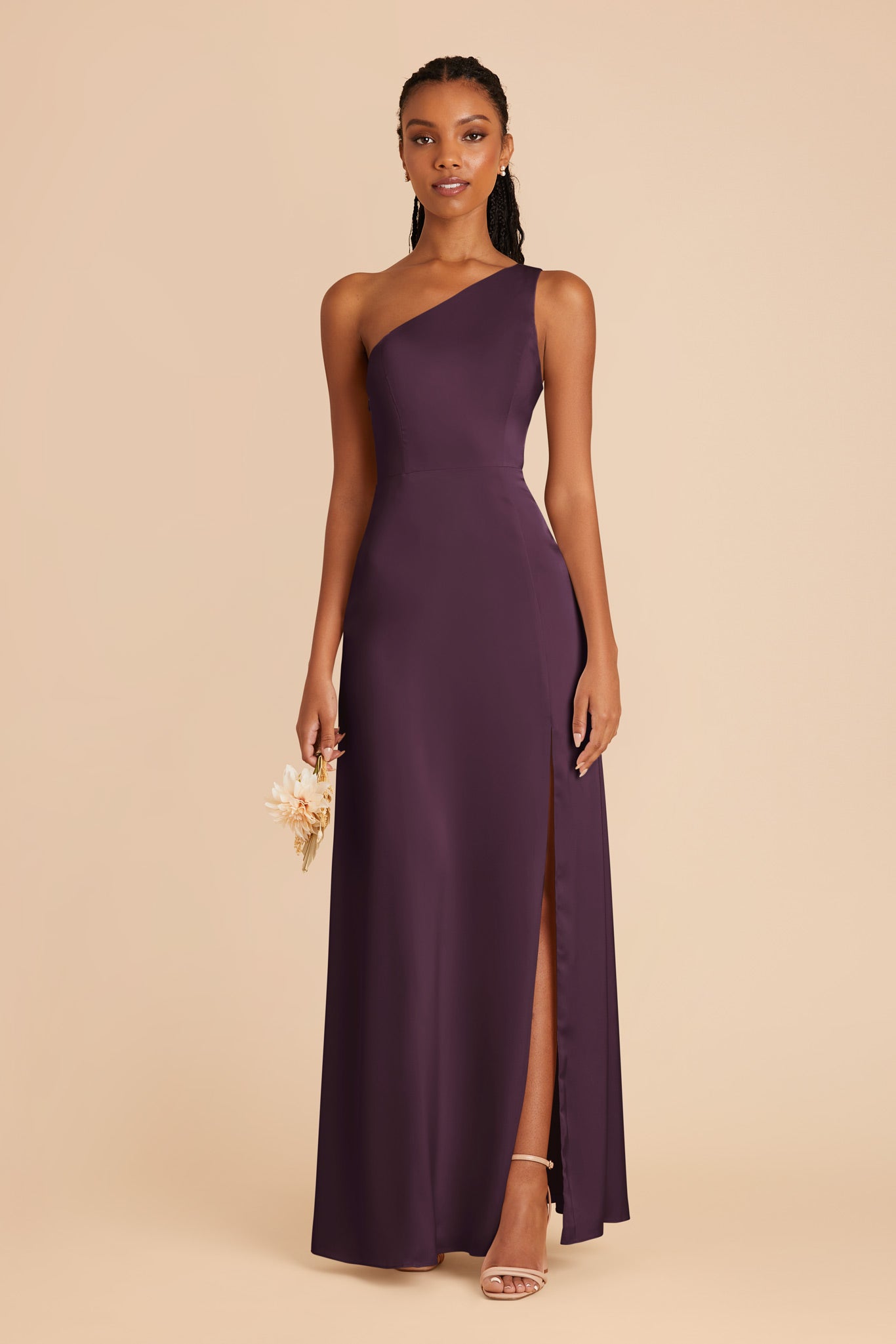 Plum Kira Matte Satin Dress by Birdy Grey