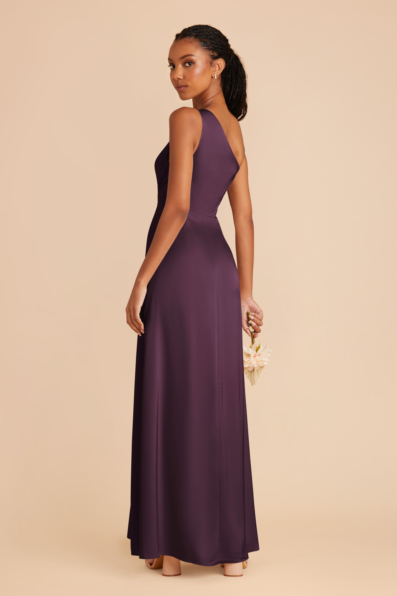 Plum Kira Matte Satin Dress by Birdy Grey