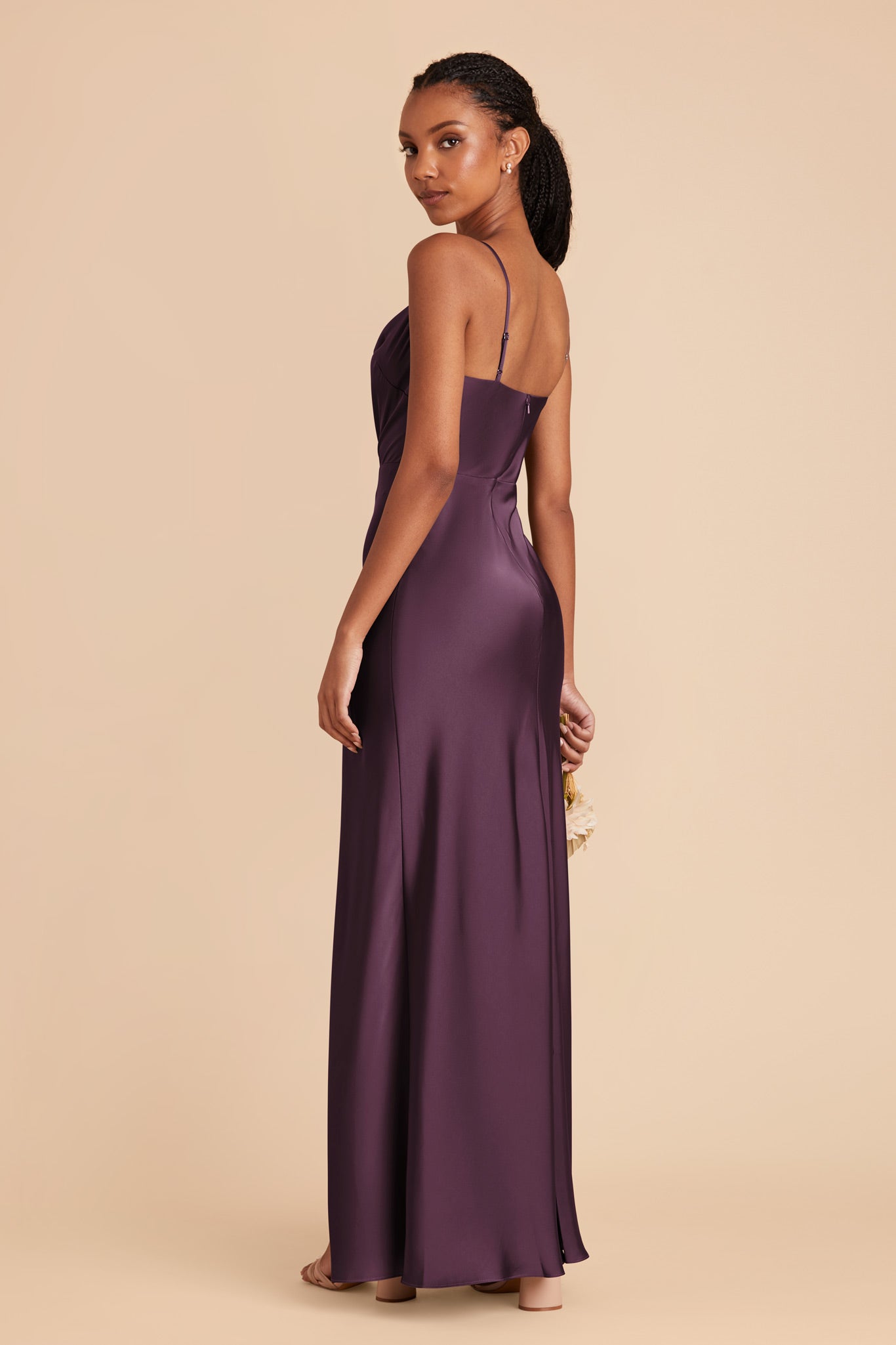 Plum Lisa Long Matte Satin Dress by Birdy Grey