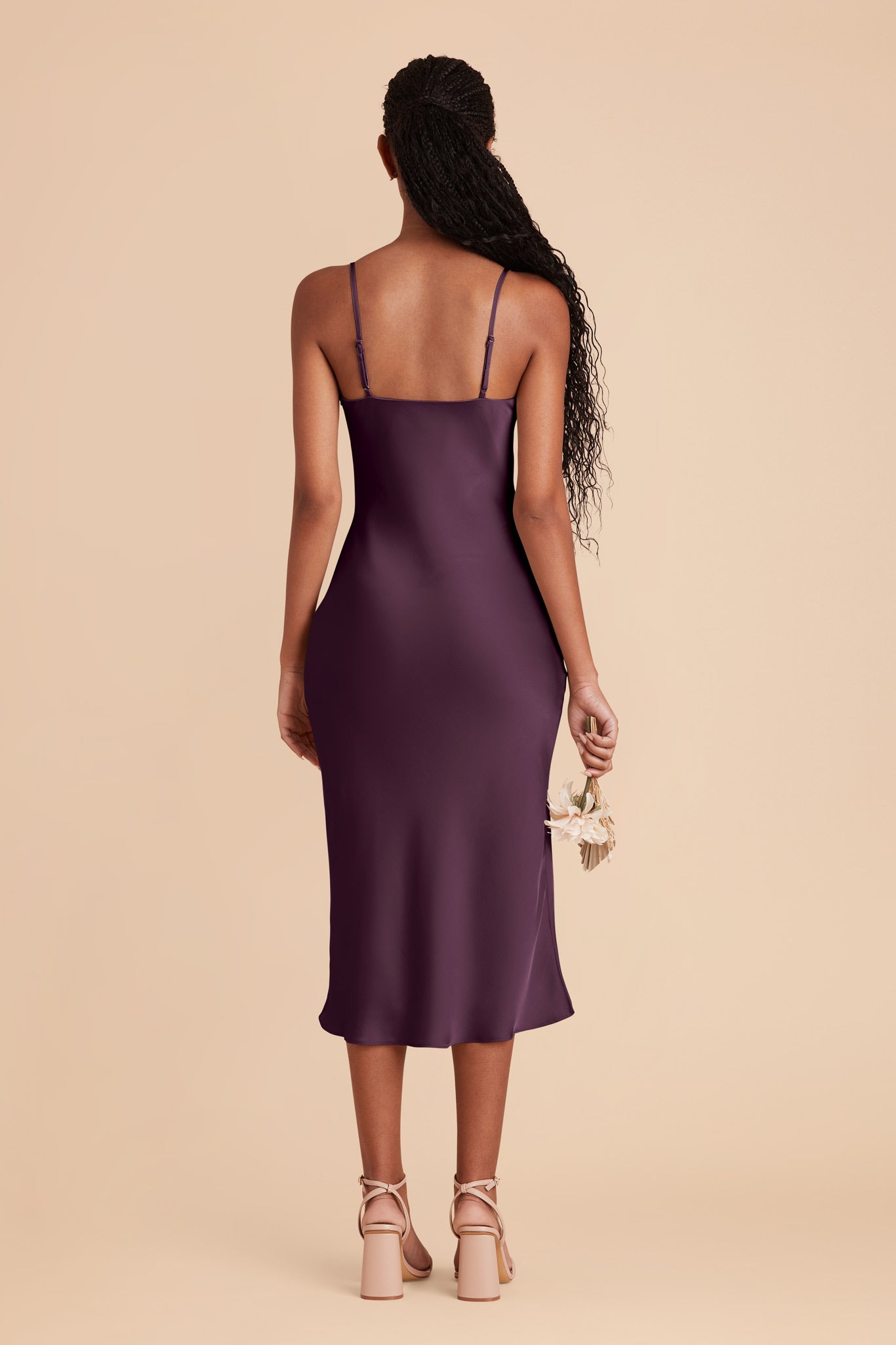 Plum Lisa Matte Satin Midi Dress by Birdy Grey