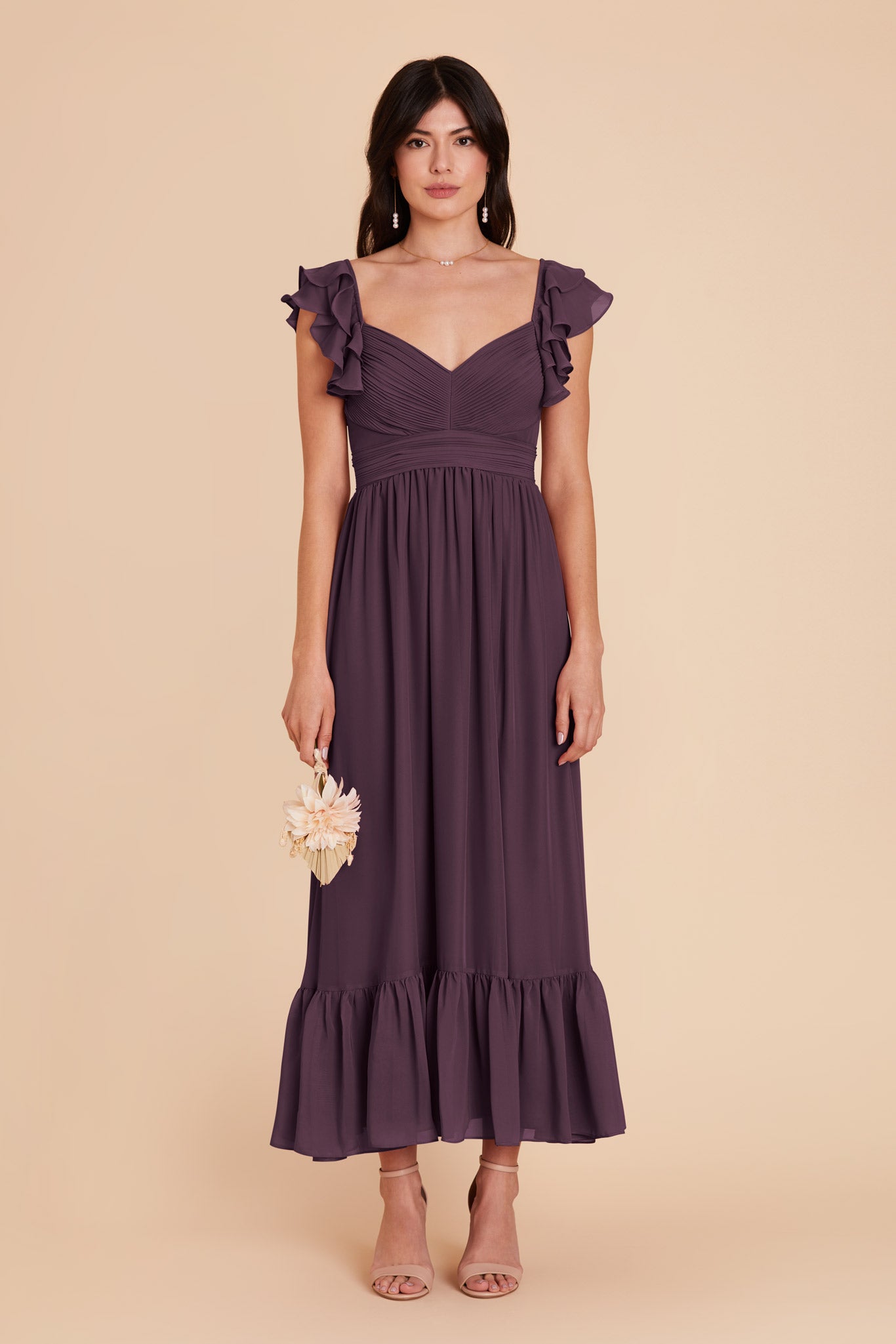 Plum Michelle chiffon Dress by Birdy Grey