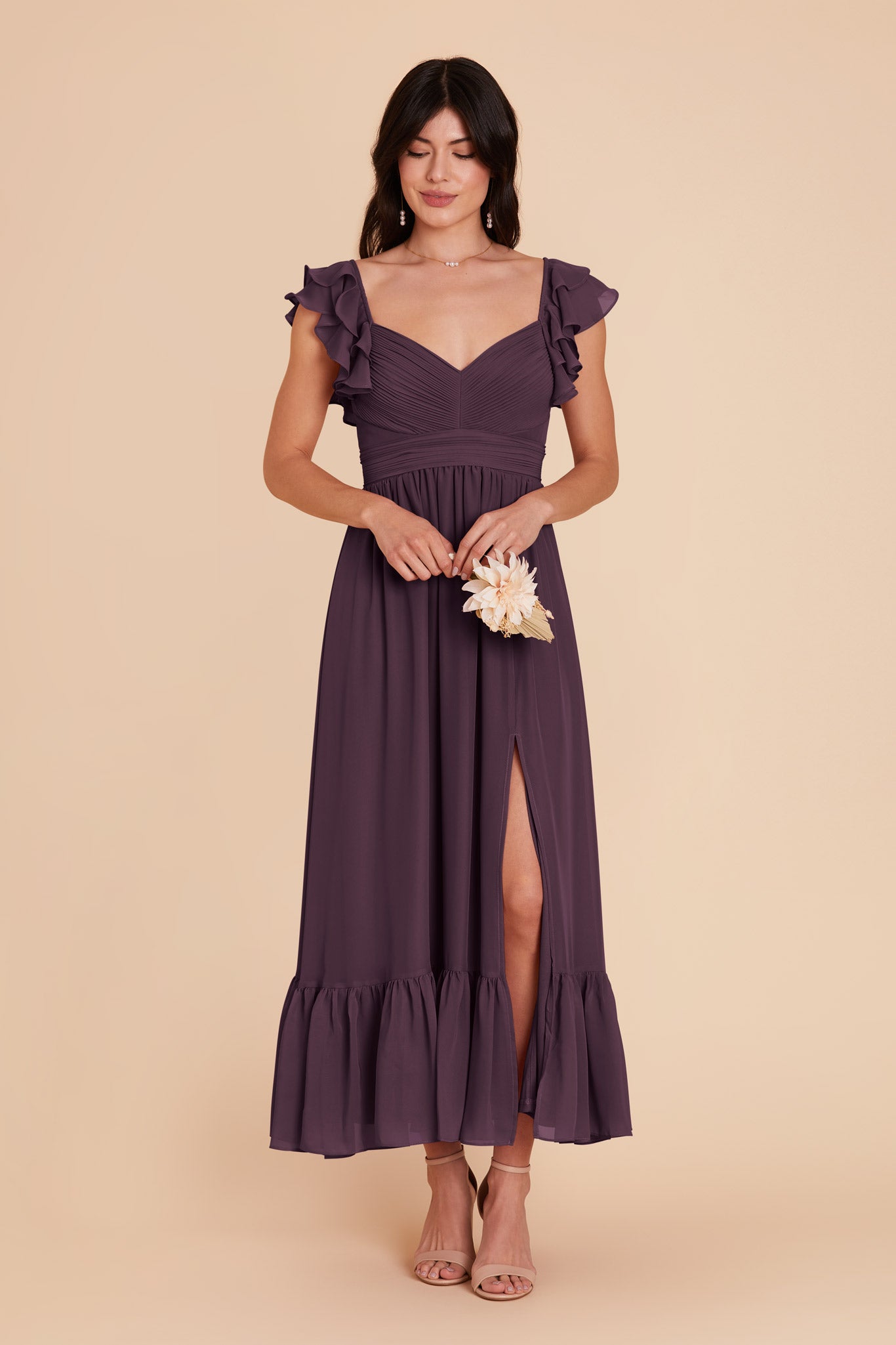 Plum Michelle chiffon Dress by Birdy Grey