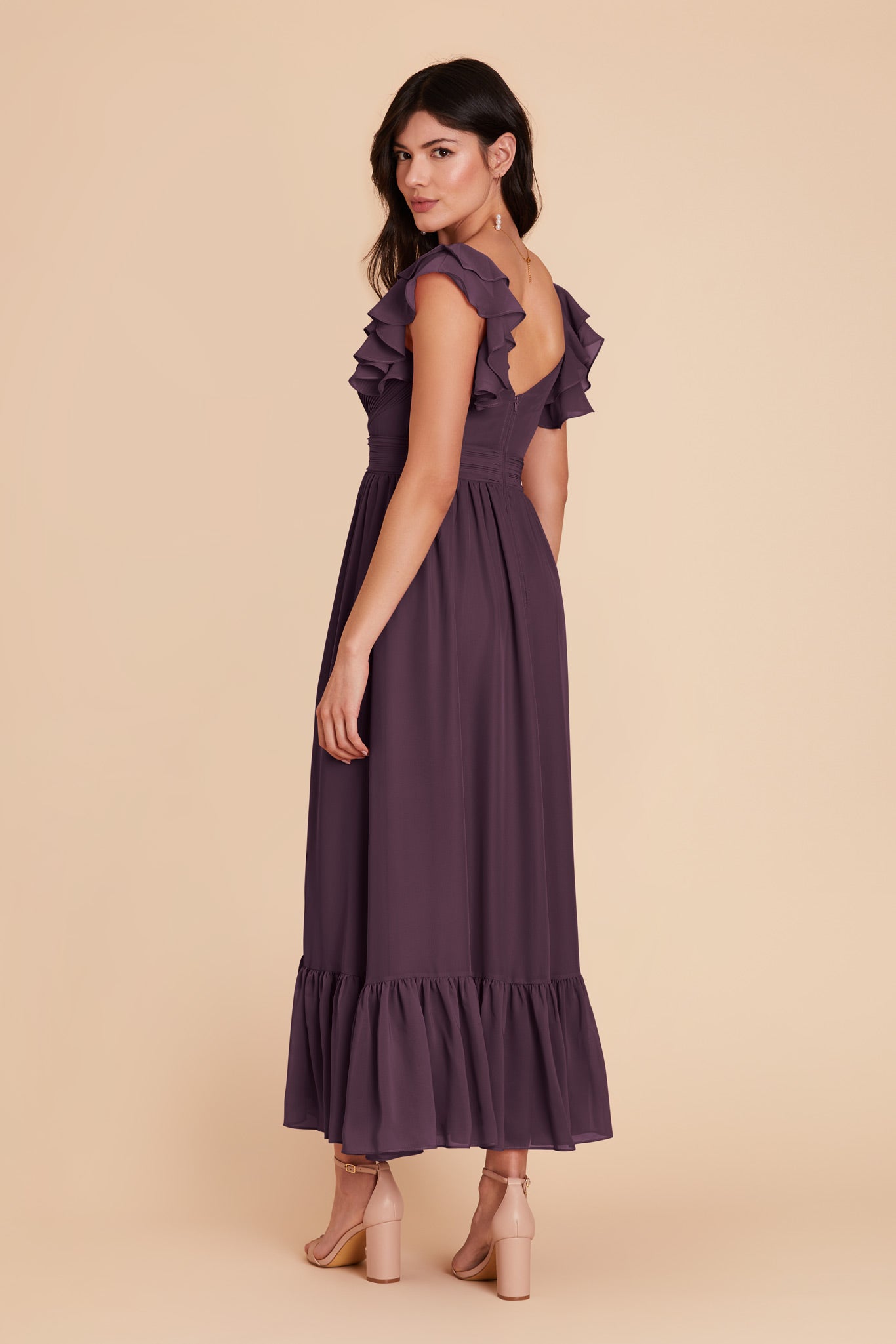 Plum Michelle chiffon Dress by Birdy Grey