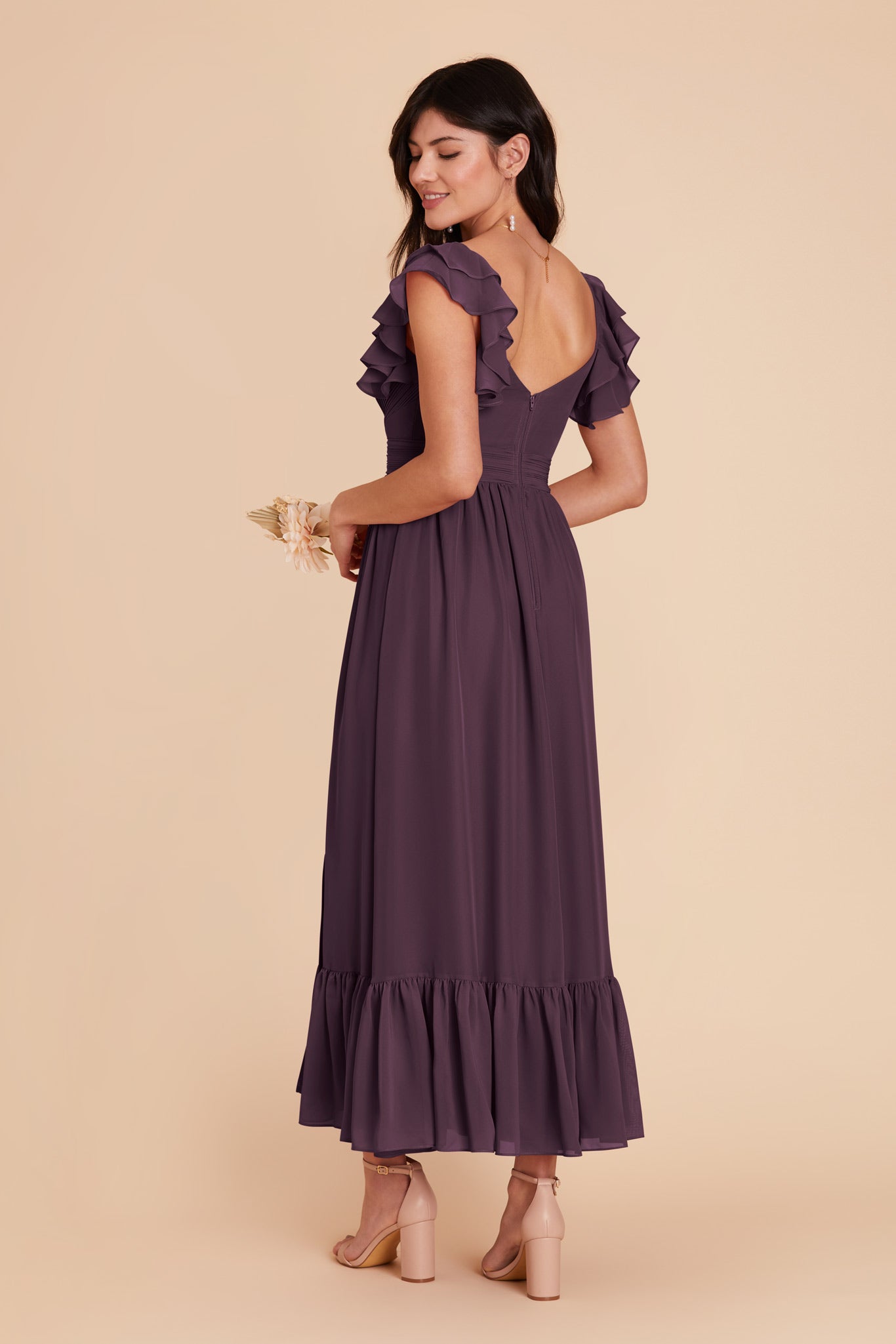 Plum Michelle chiffon Dress by Birdy Grey