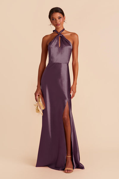 Plum Monica Satin Dress by Birdy Grey