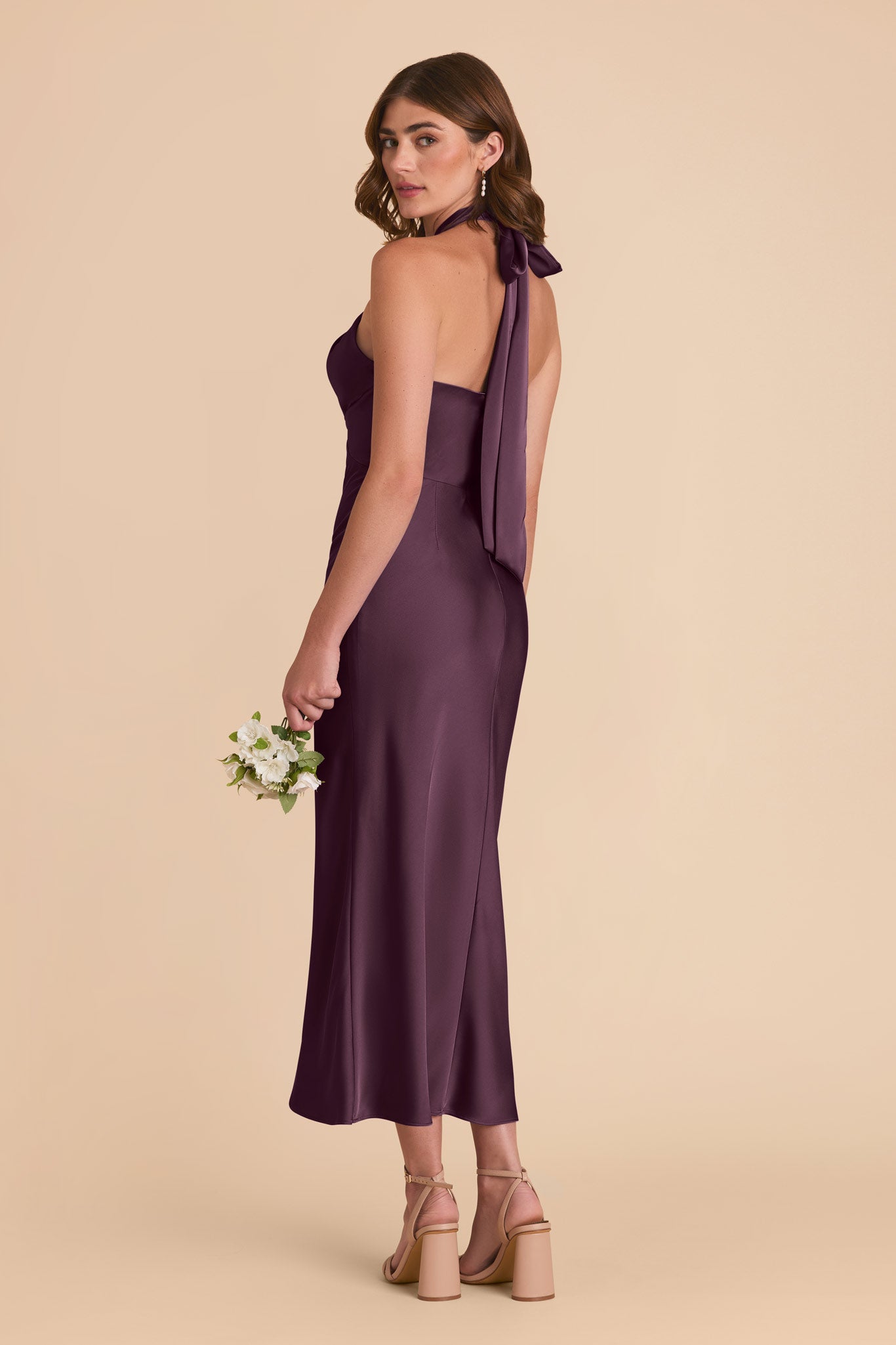 Plum Monique Matte Satin Dress by Birdy Grey