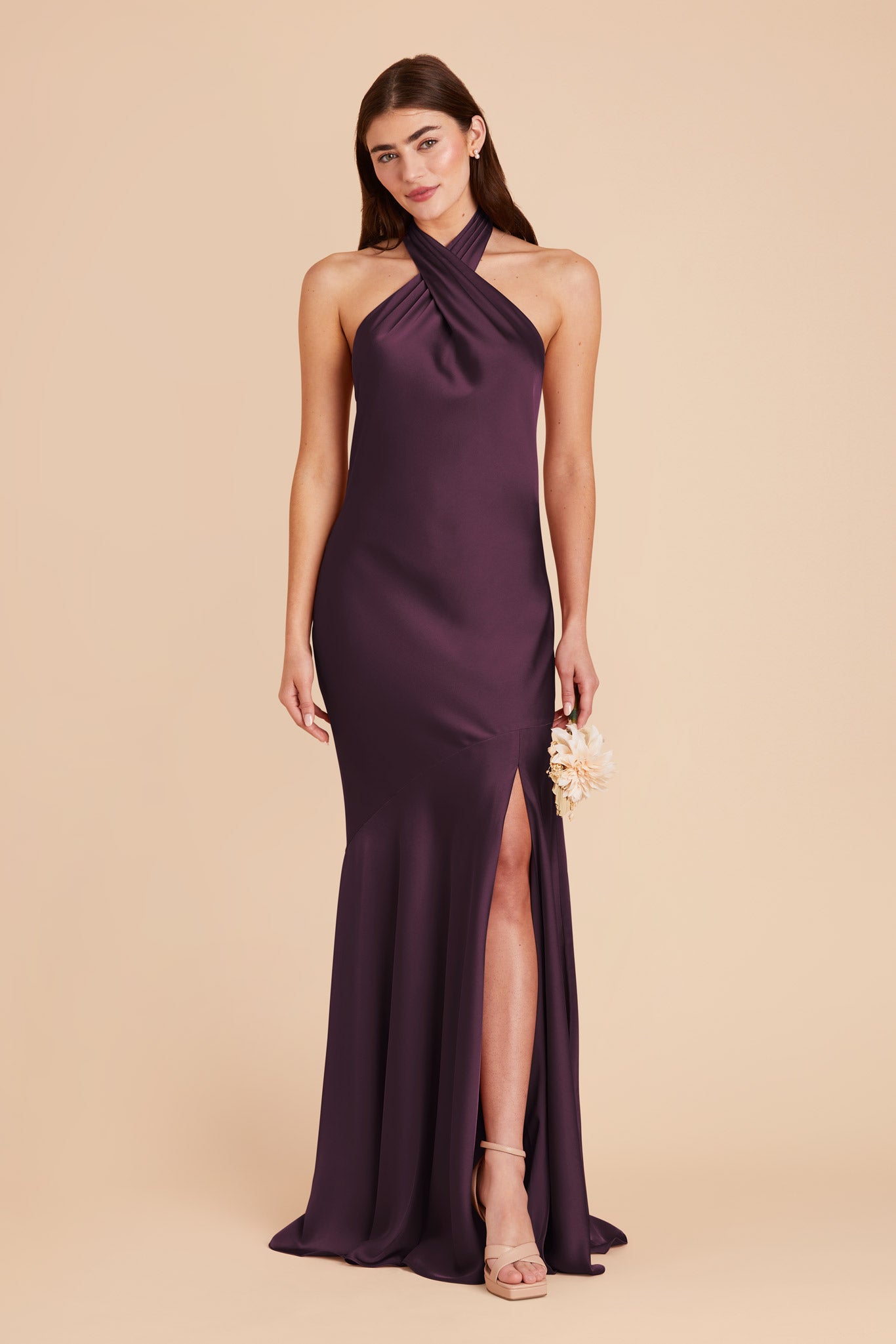 Plum Stephanie Matte Satin Dress by Birdy Grey