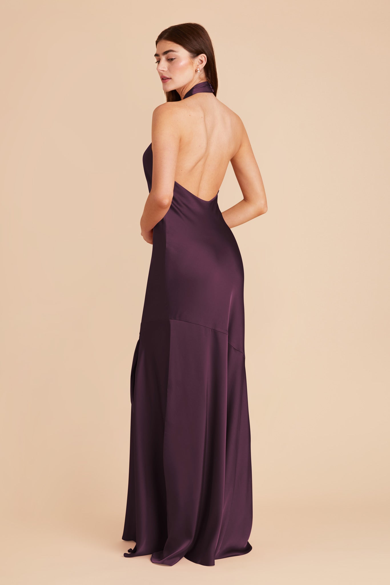 Plum Stephanie Matte Satin Dress by Birdy Grey