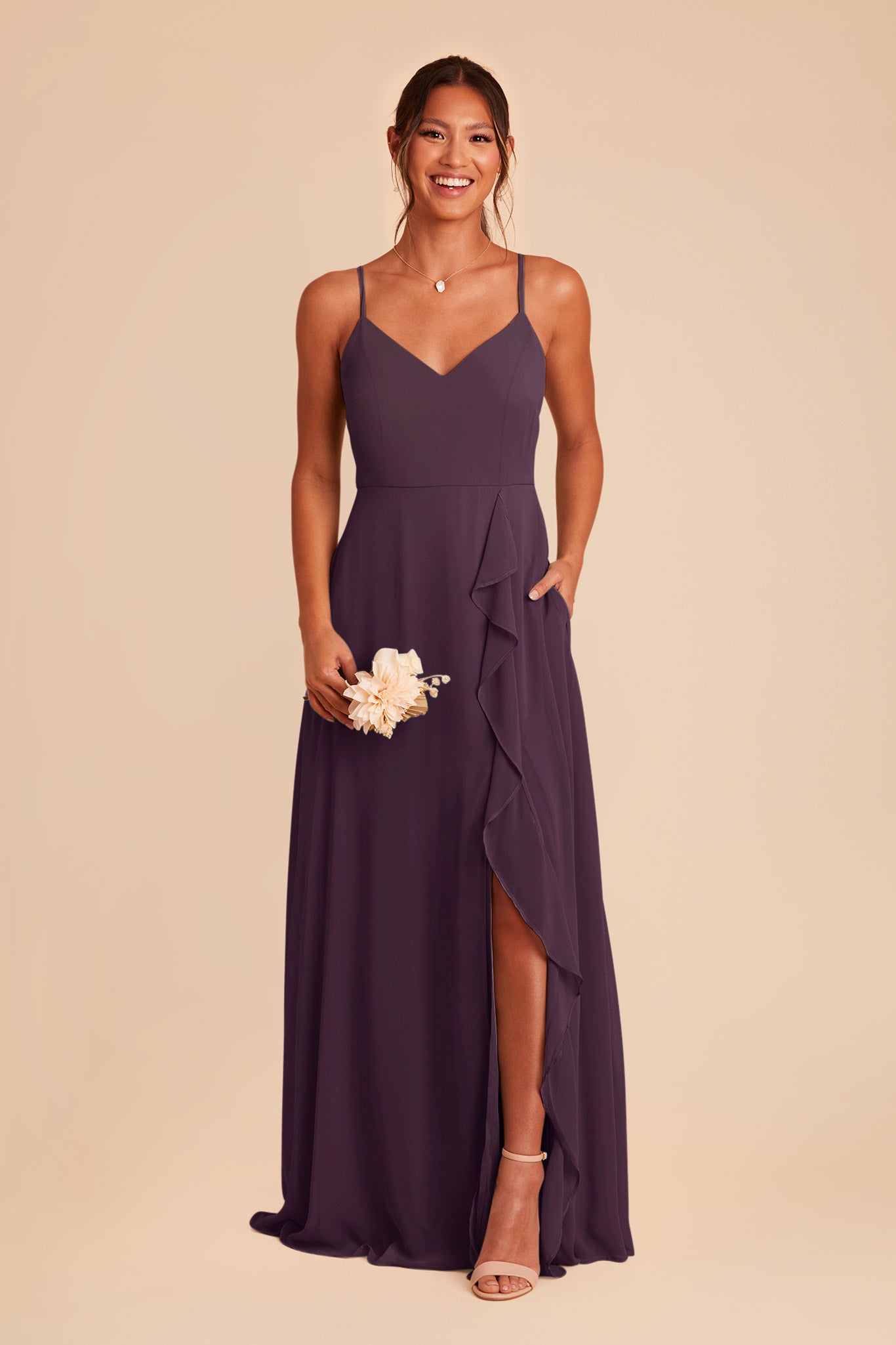 Plum Theresa Chiffon Dress by Birdy Grey