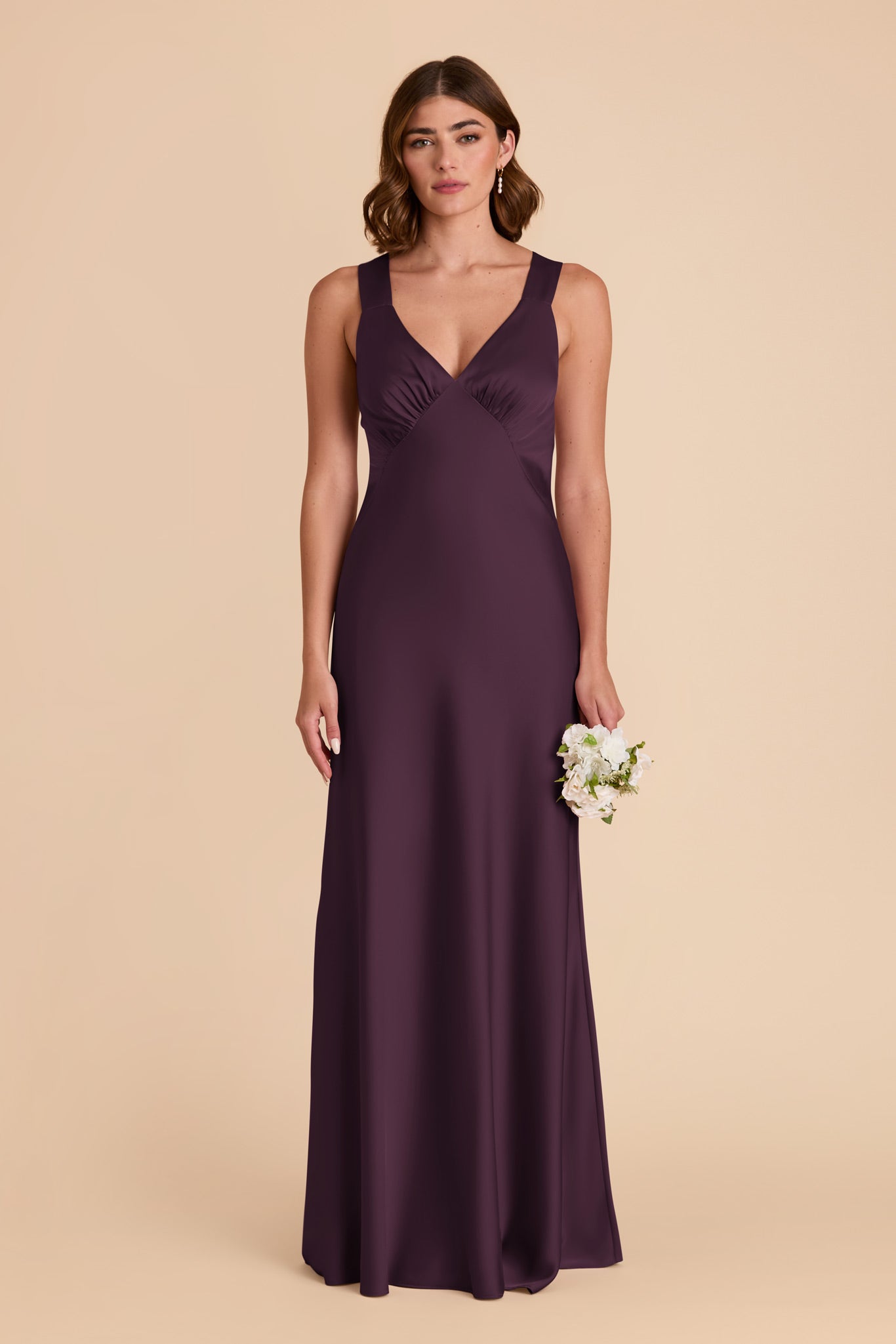 Plum Veronica Matte Satin Dress by Birdy Grey