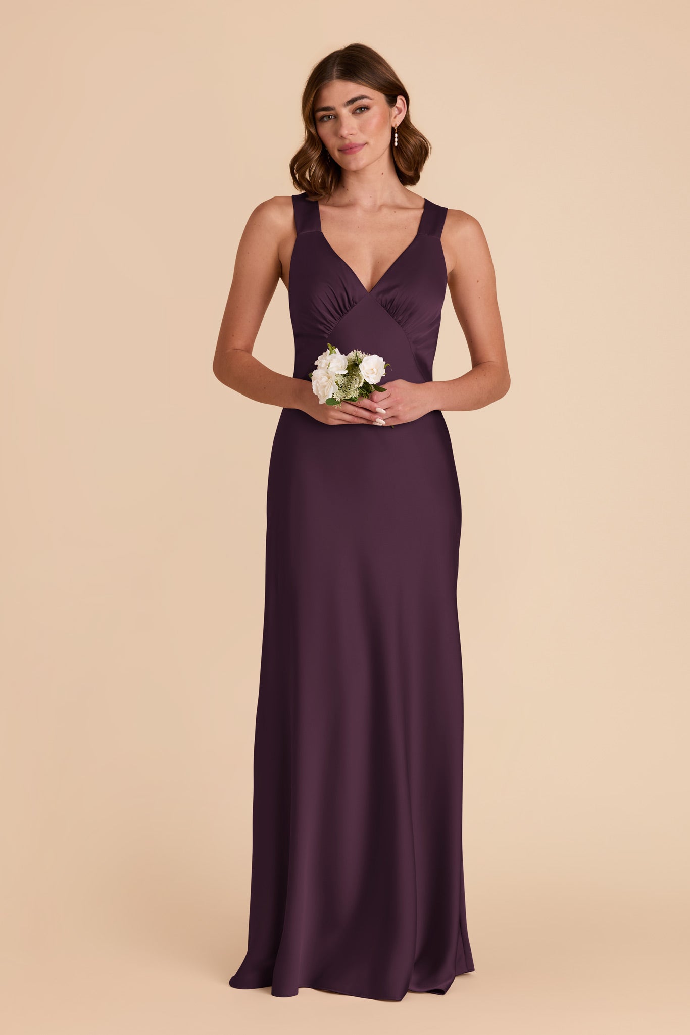 Plum Veronica Matte Satin Dress by Birdy Grey